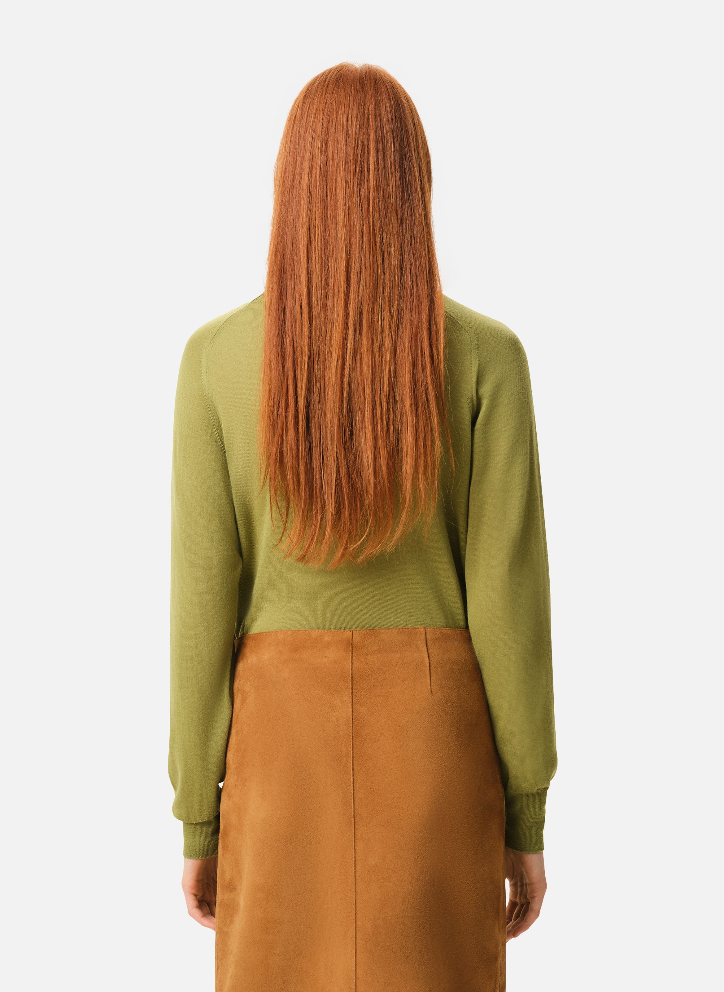 Cardigan col rond avec ami de coeur en laine AMI PARIS Vert