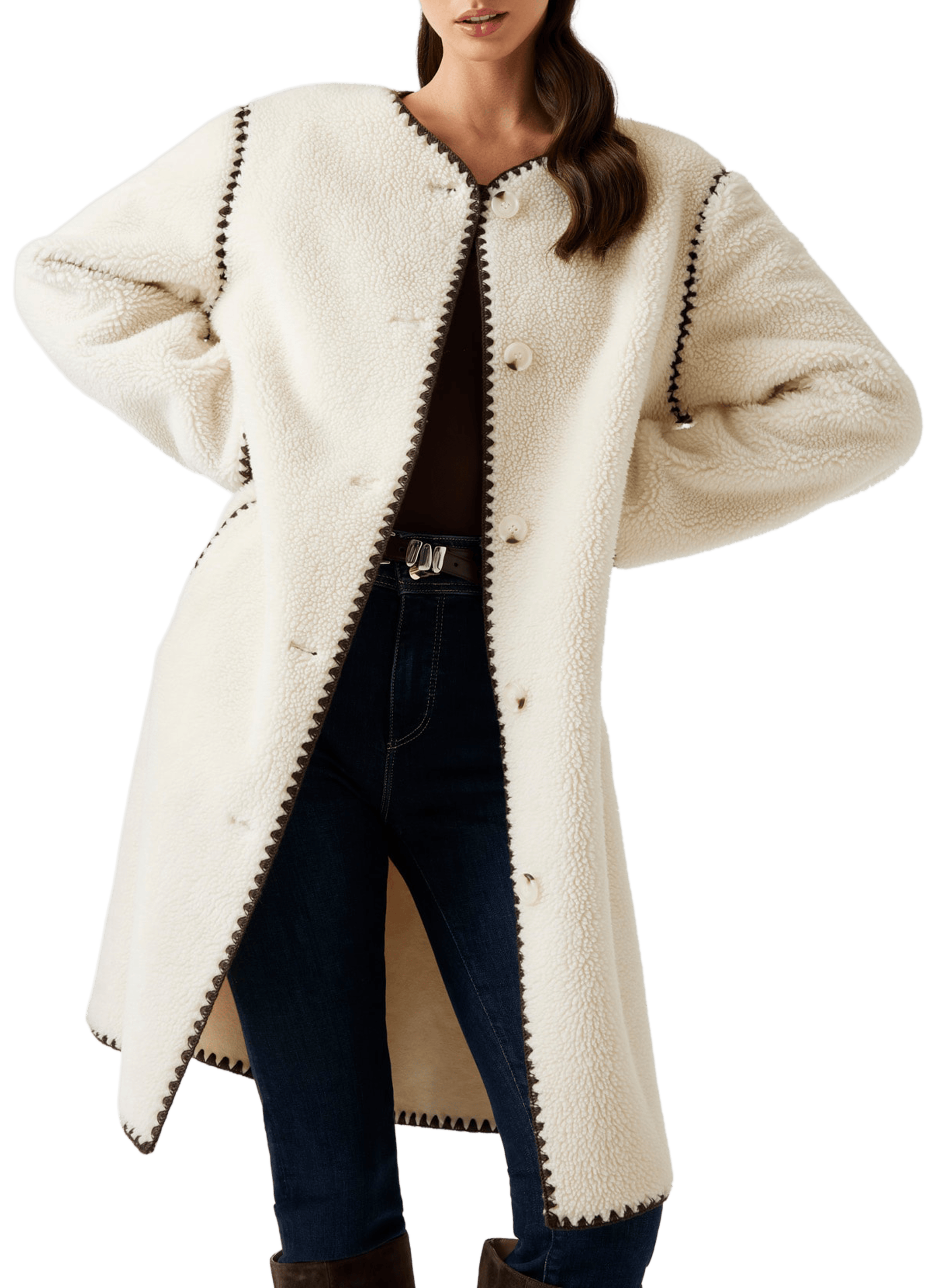 Manteau long en sherpa GUESS Beige
