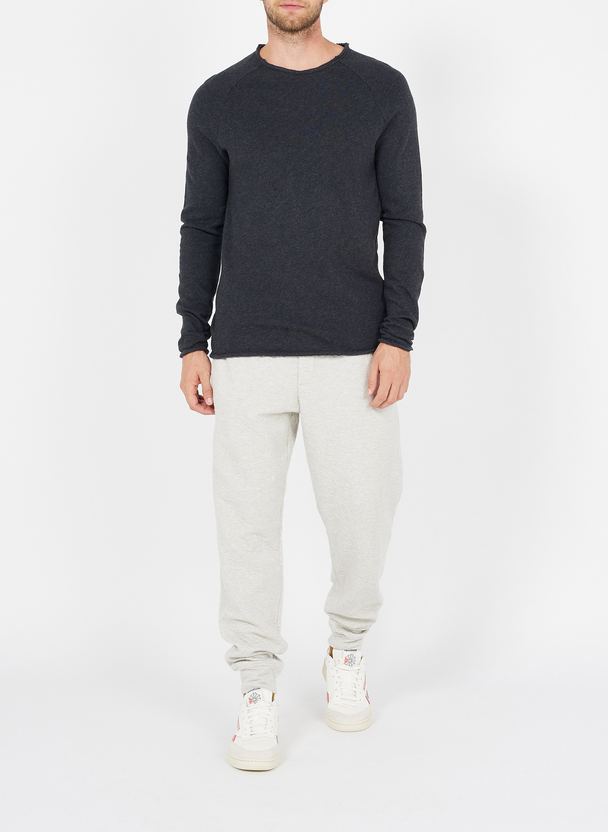 Tee-shirt col rond en coton flammé sonoma AMERICAN VINTAGE Gris