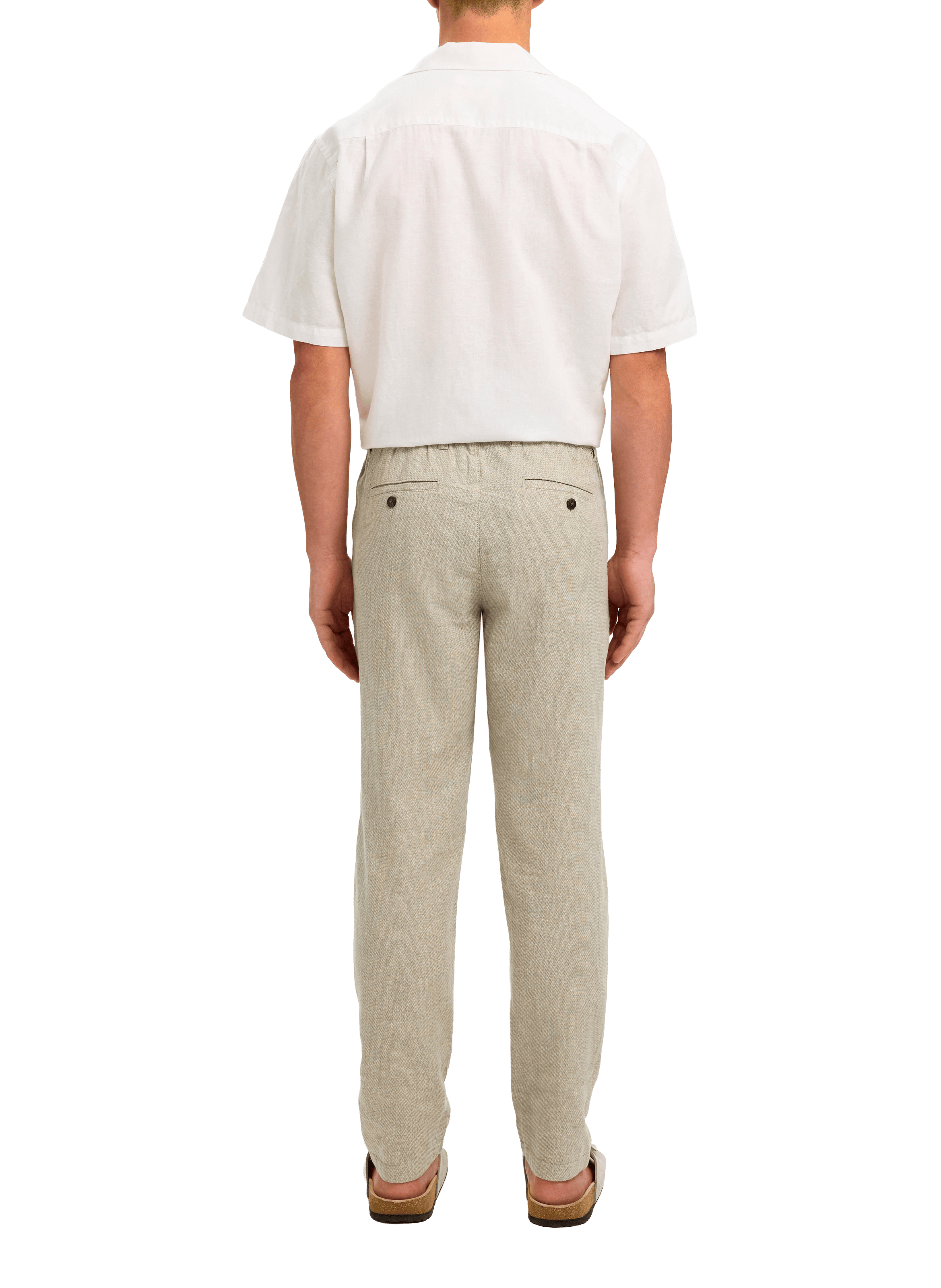 Pantalon en coton et lin SELECTED Vert