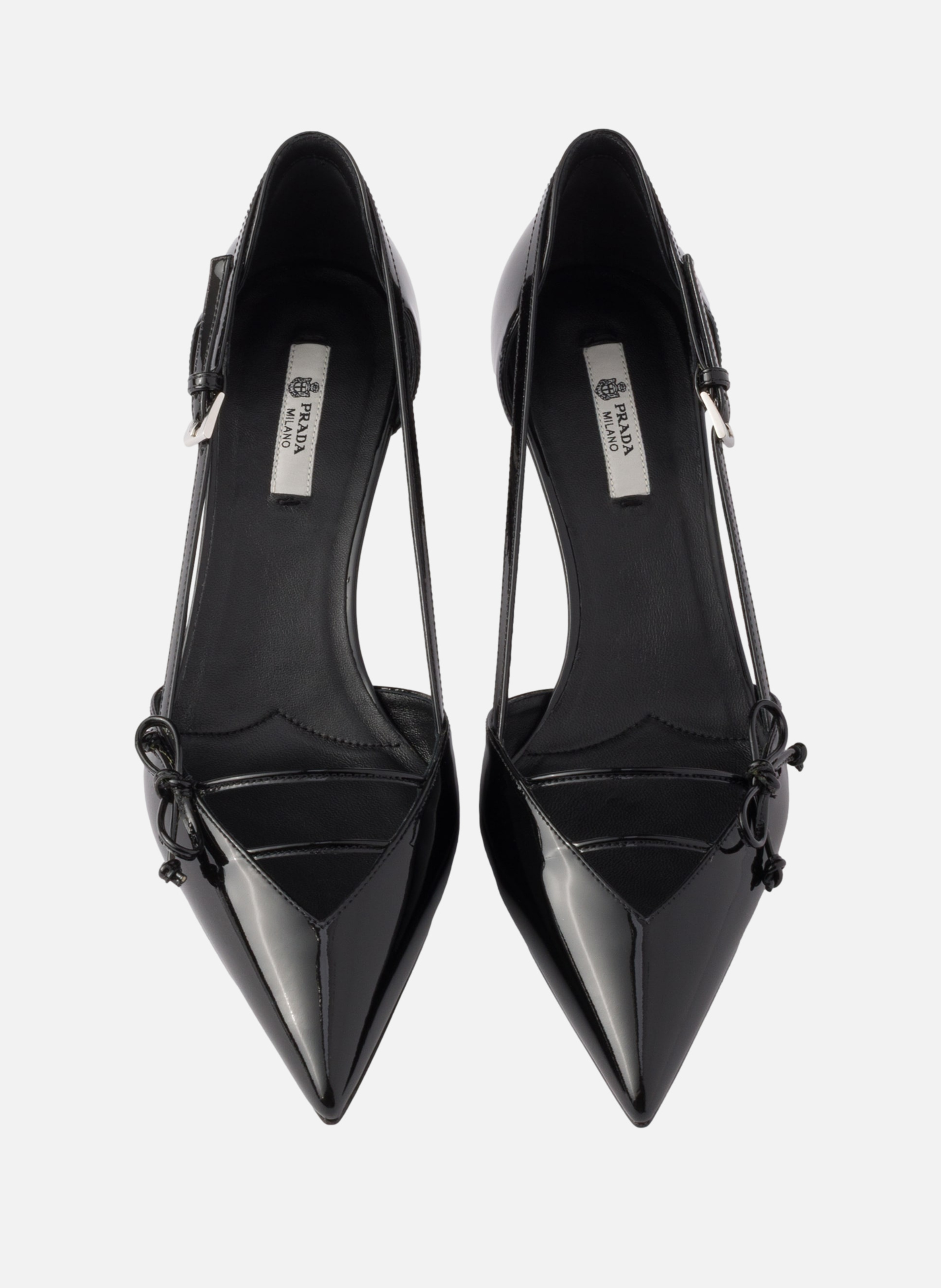 Escarpins ouverts en cuir verni PRADA Noir