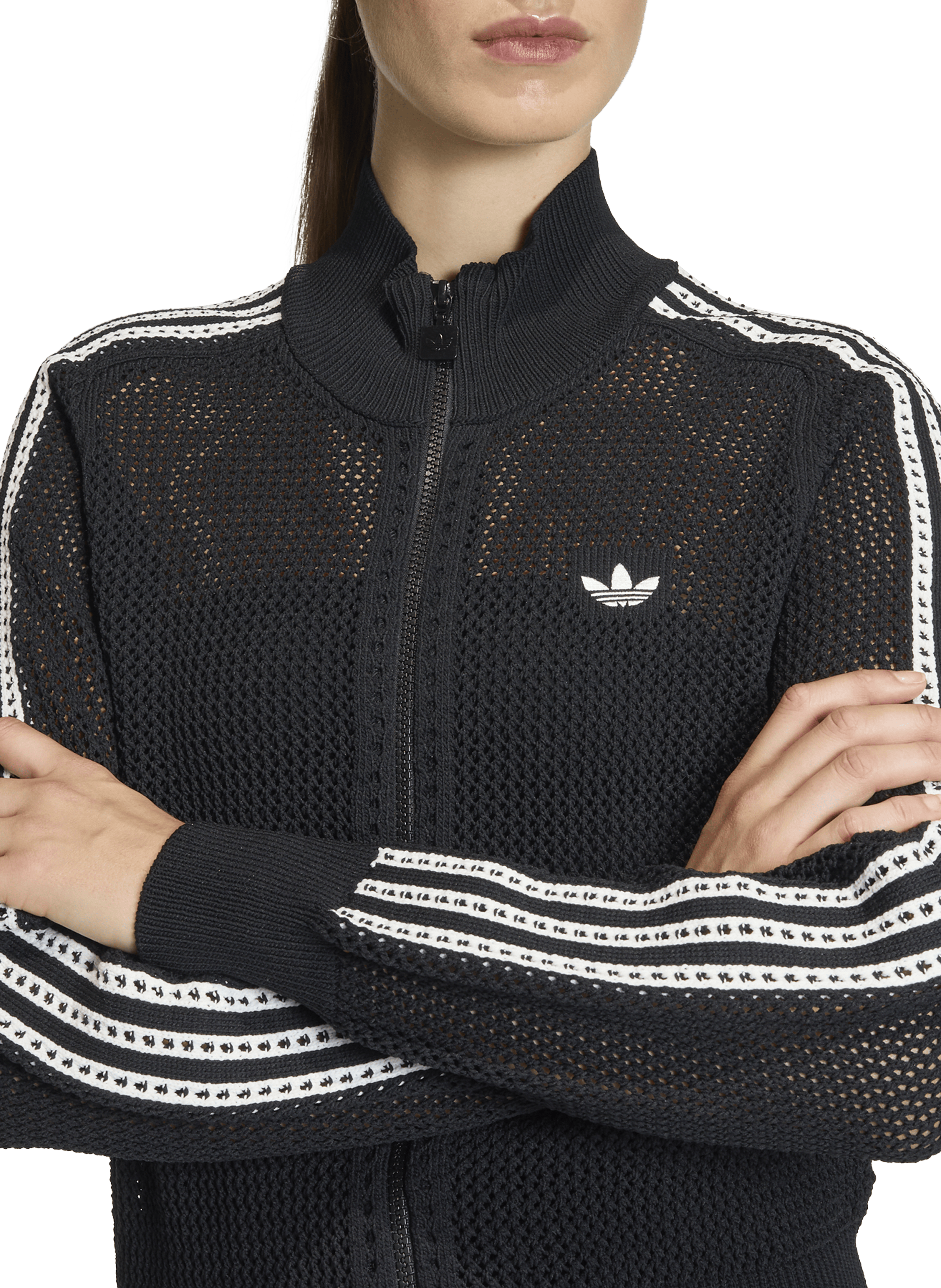 Crochet high-neck track jacket ADIDAS Black