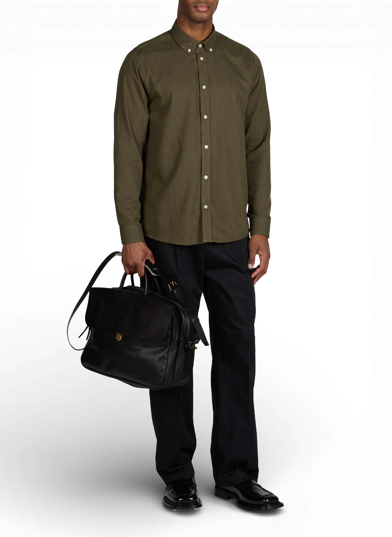 Square-toe leather loafers MOSCHINO Black