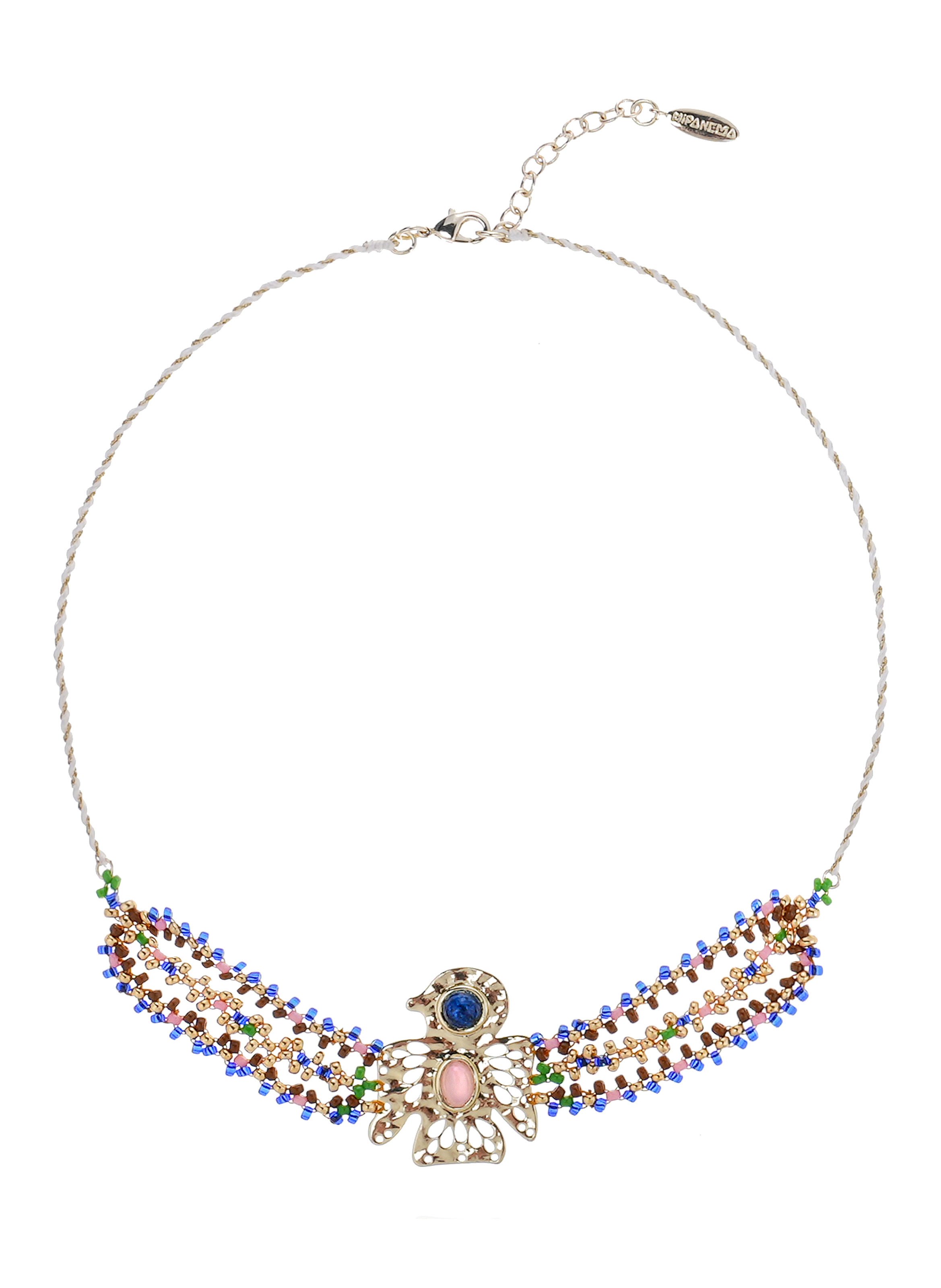 Collier perles avec cabochon oiseau stunner HIPANEMA Bleu