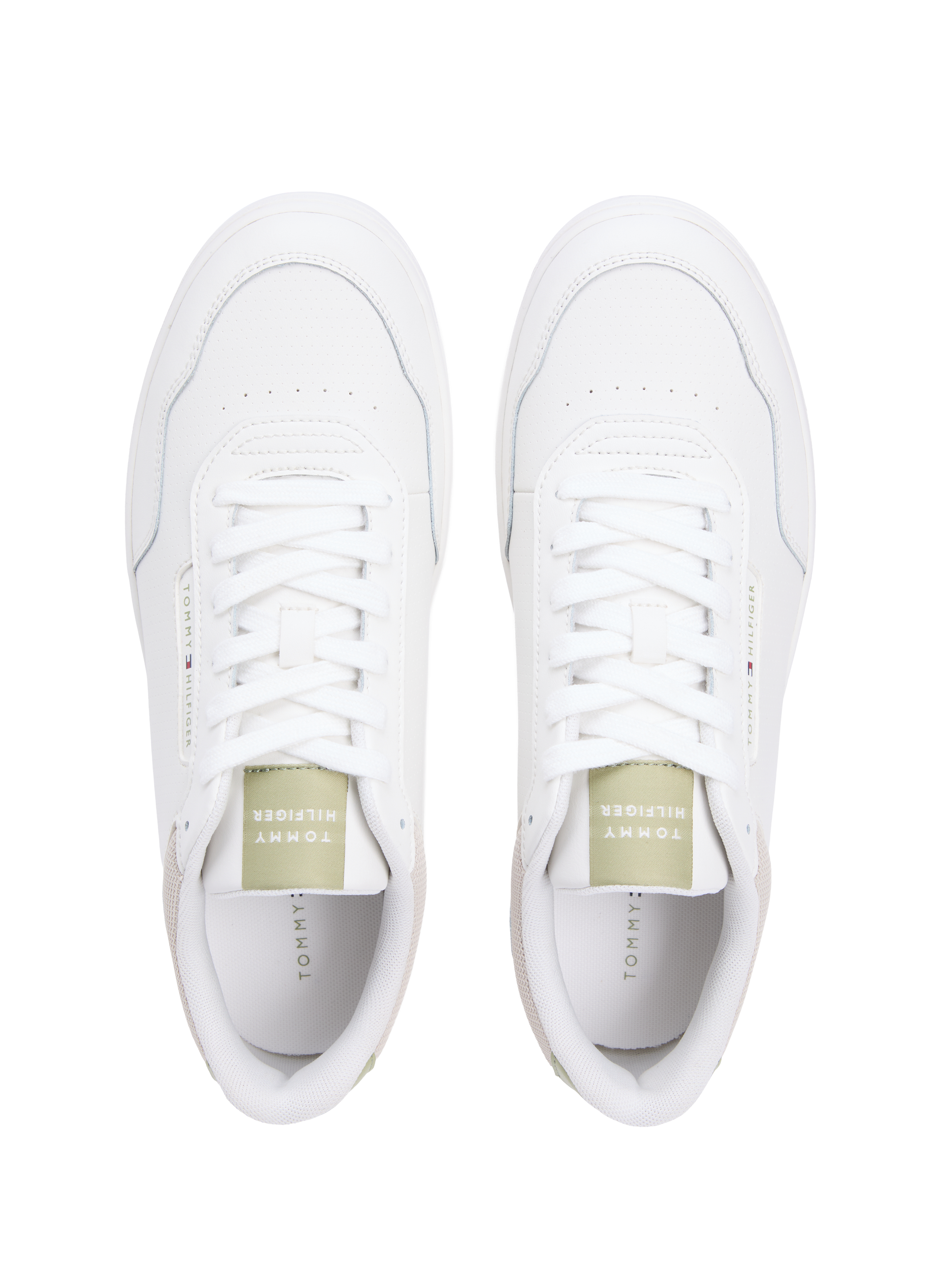 Baskets basses en cuir de vache mélangé TOMMY HILFIGER Blanc