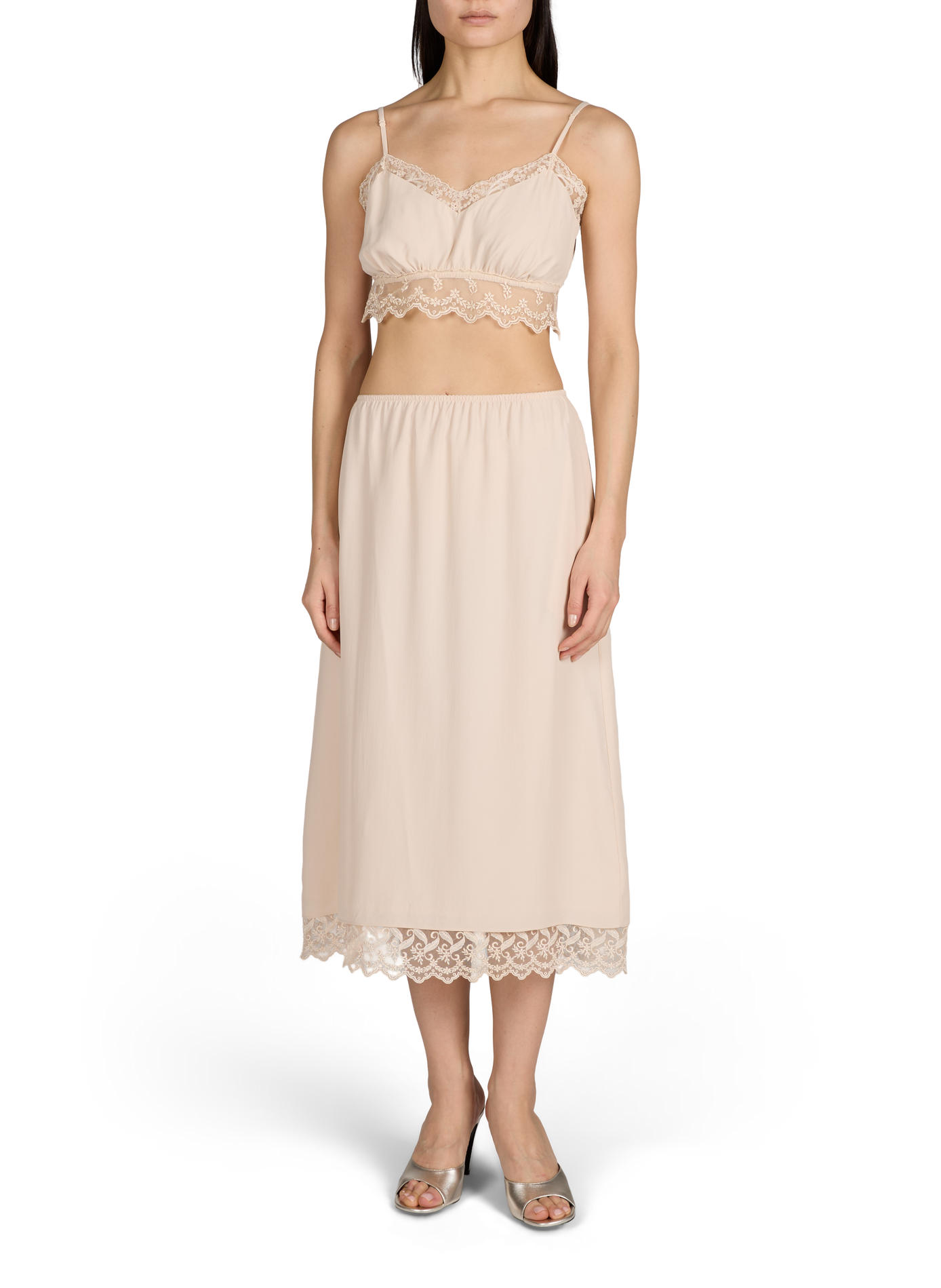 Top court bords dentelle à bretelles SIMONE ROCHA Beige