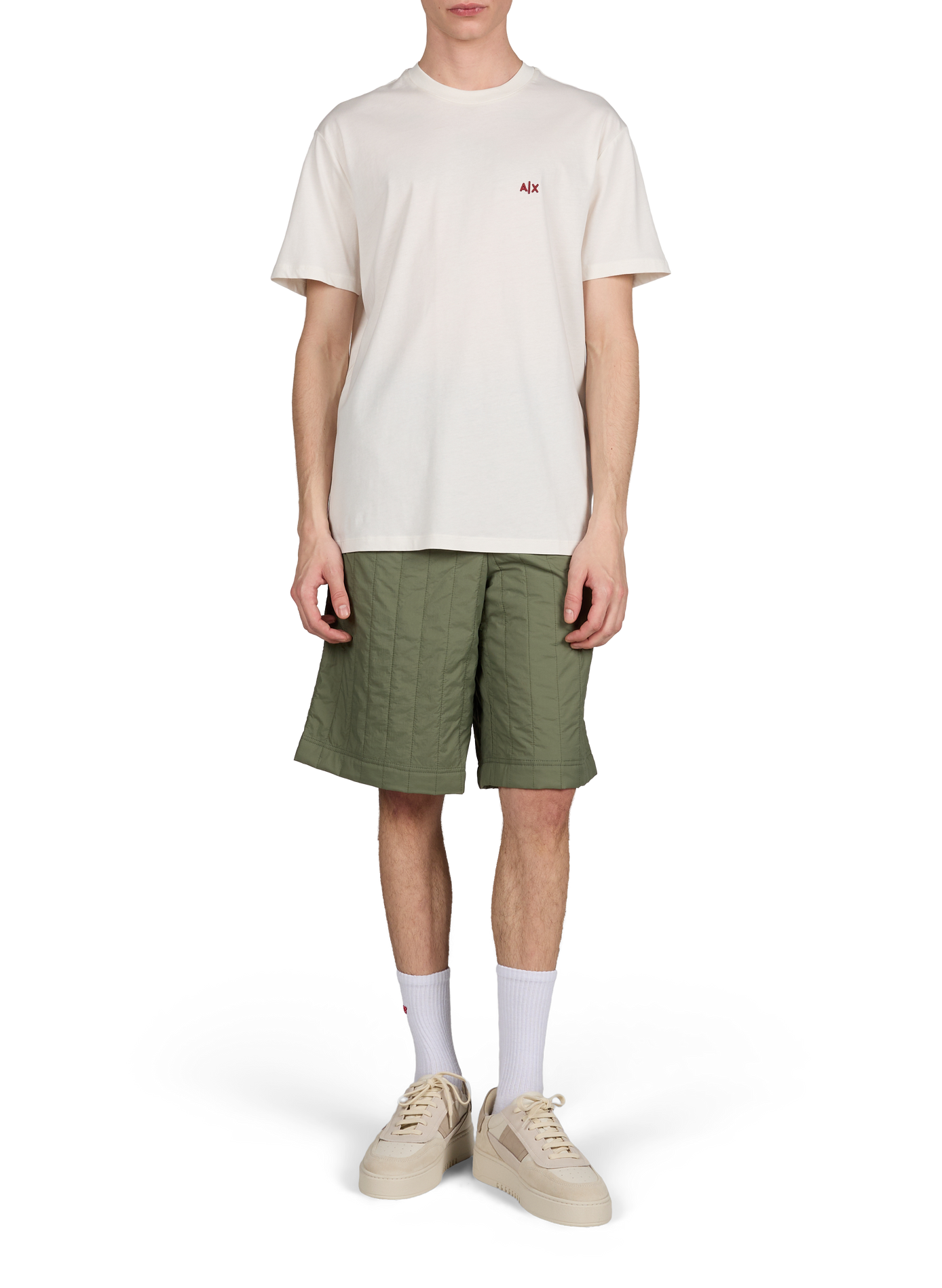 T-shirt droit col rond en coton ARMANI EXCHANGE Beige