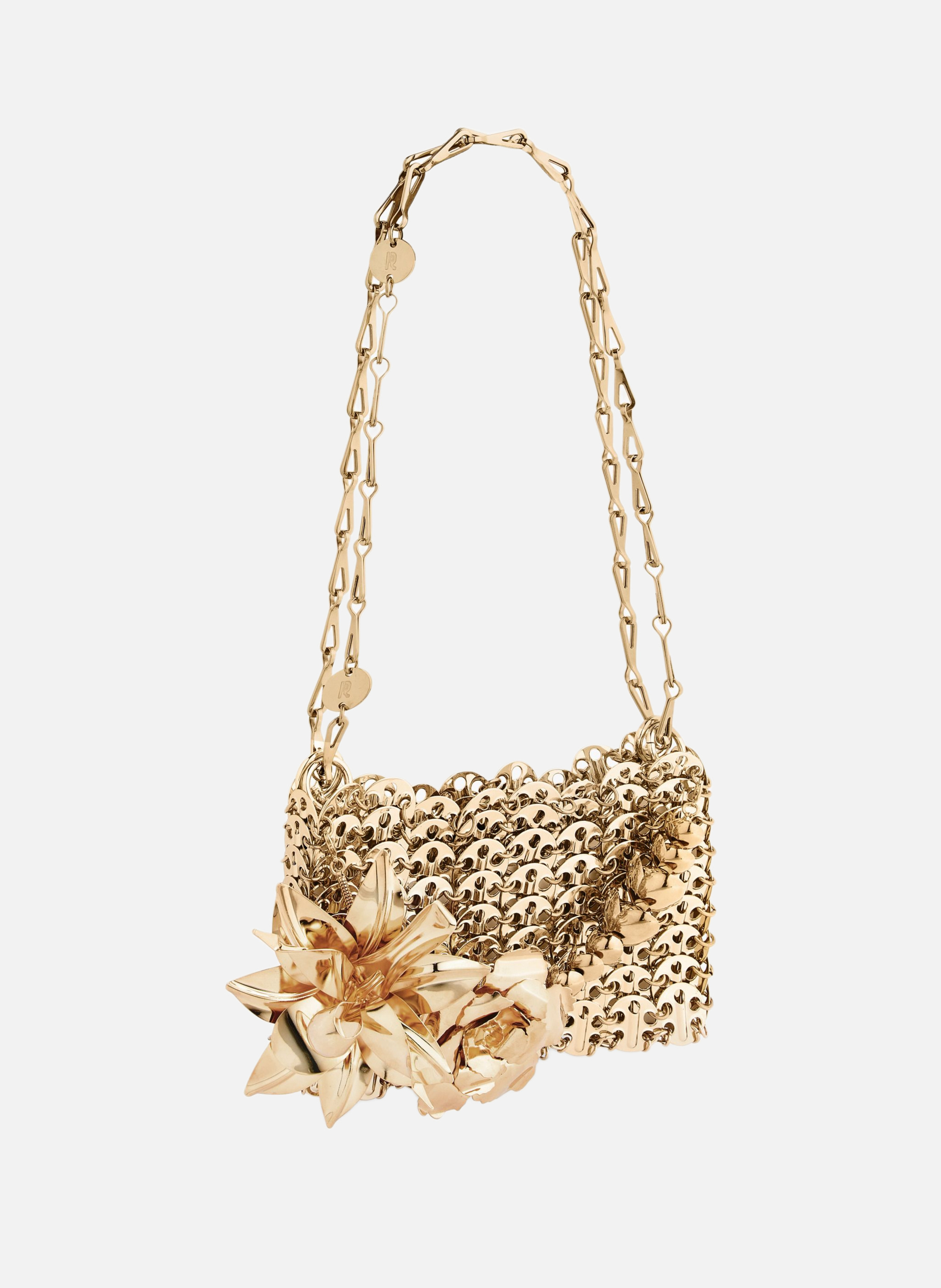 Sac 1969 nano avec détail fleur en métal ton sur ton RABANNE Doré