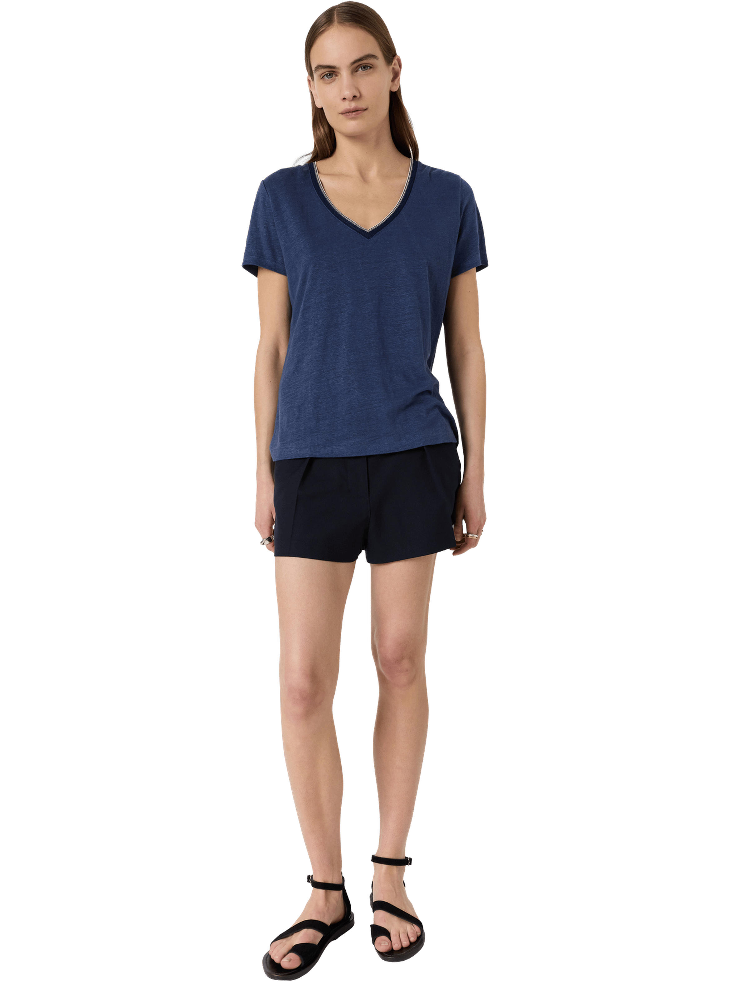 T-shirt v en lin à lurex - mirana GERARD DAREL Bleu
