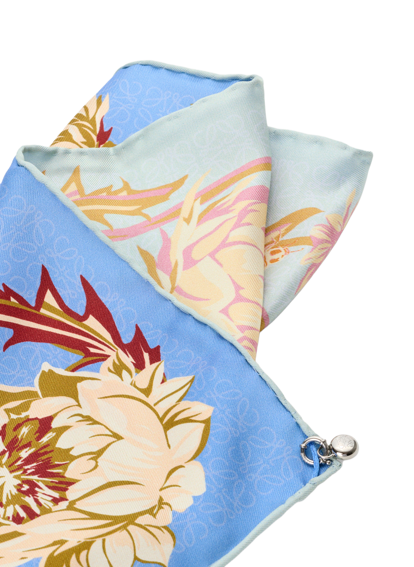 Printed silk twill scarf LOEWE Blue