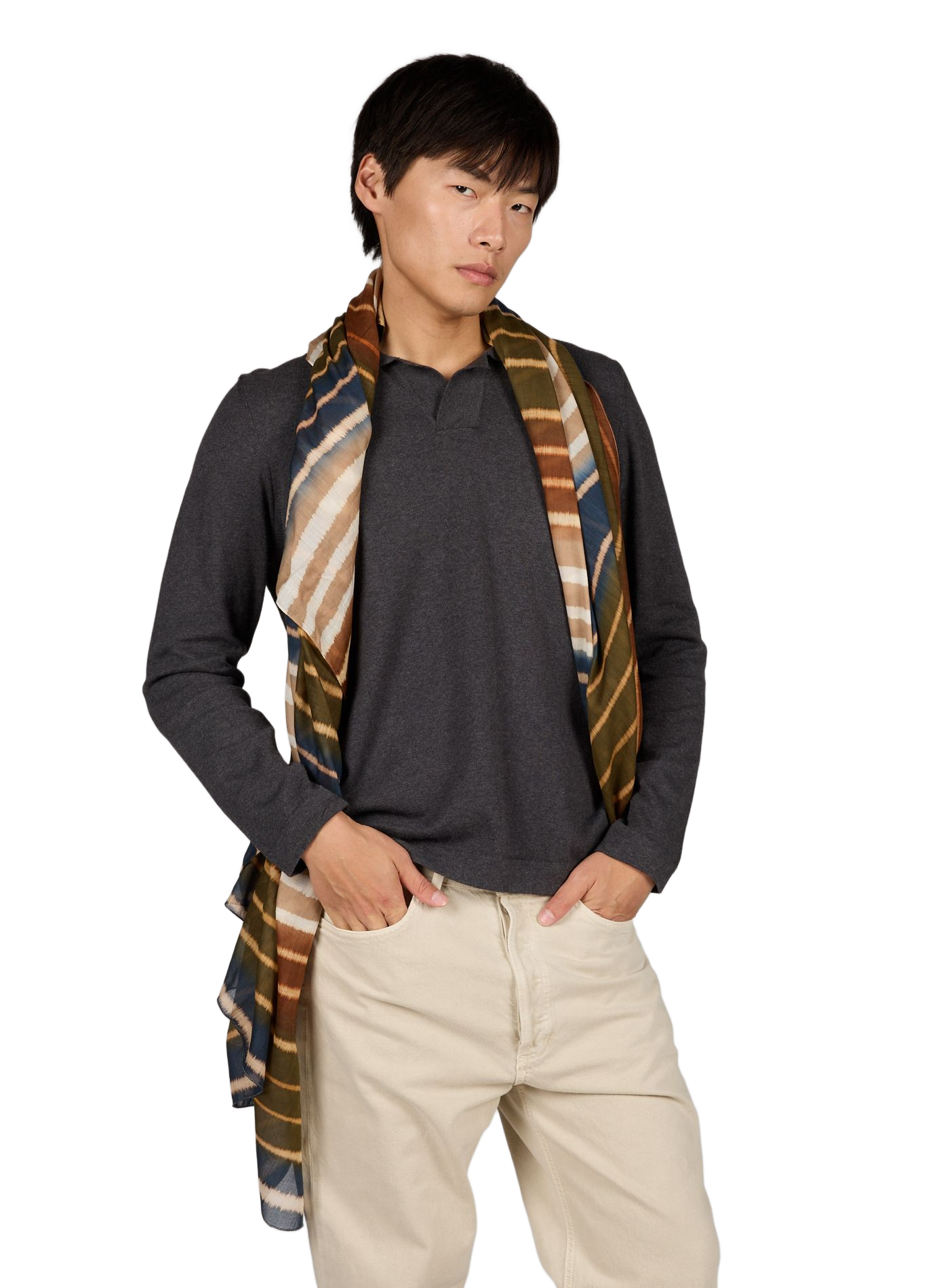 Cotton striped scarf Multicolour