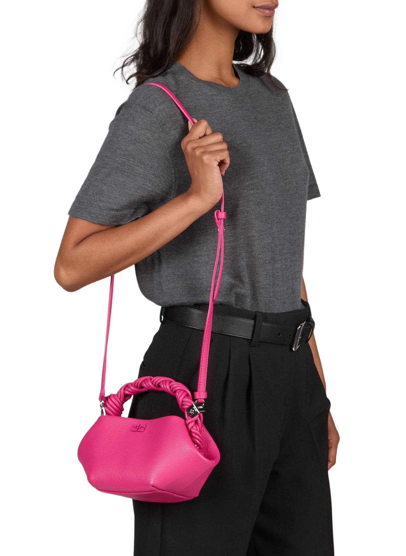Sac à main Bou Mini à texture grainée GANNI Rose