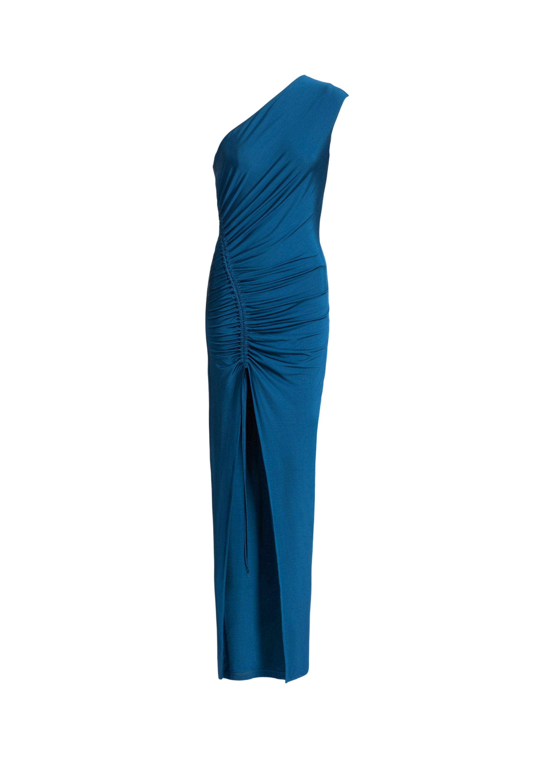 Robe longue drapée en jersey BALMAIN Bleu