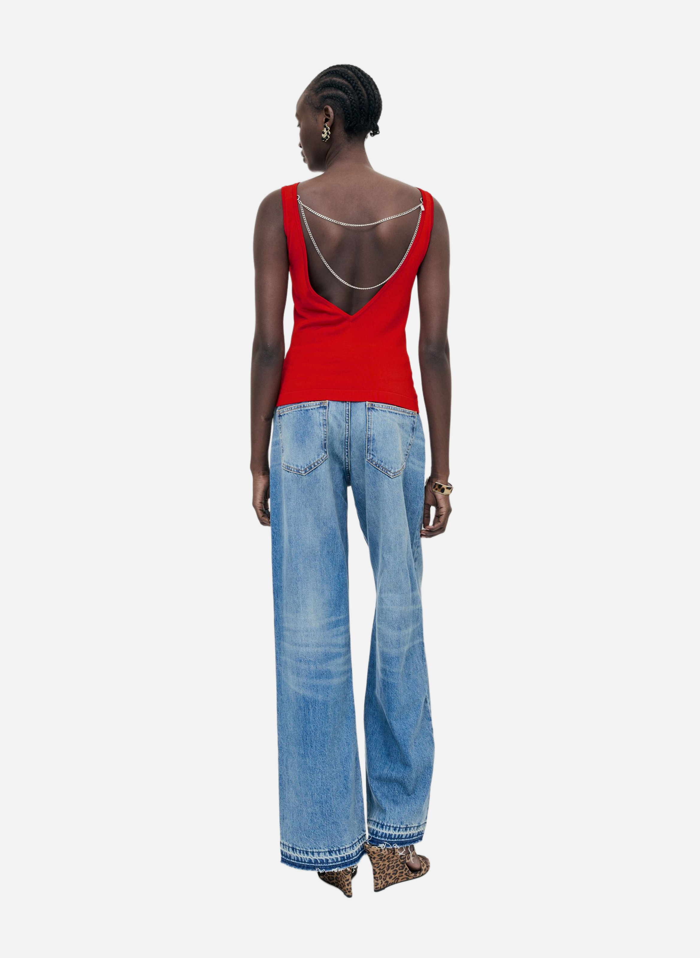 Top en maille avec chaînes THE KOOPLES Rouge