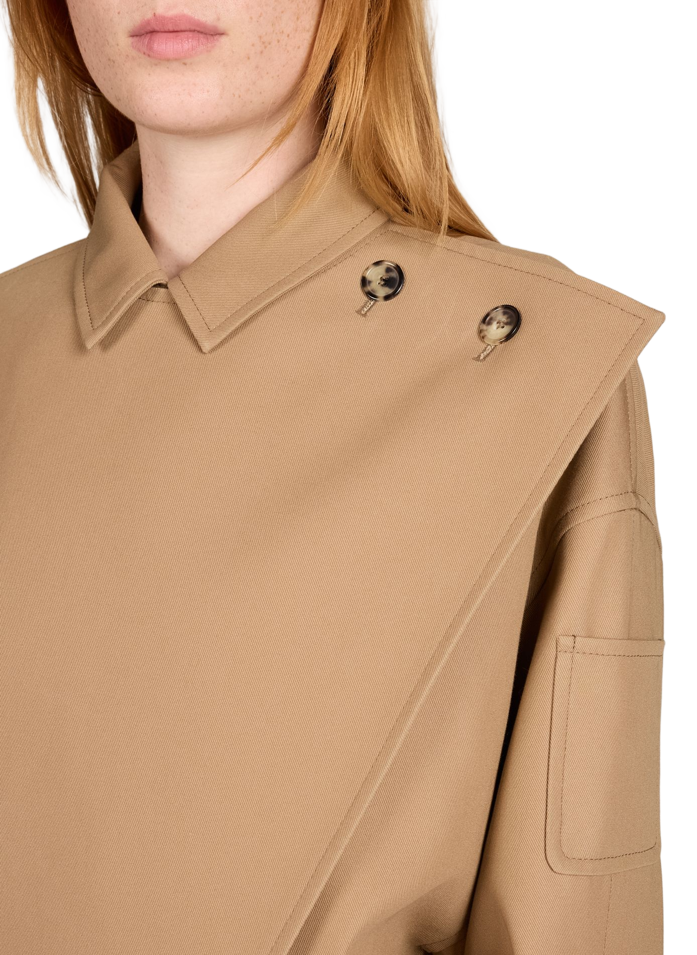 Short cotton oblique trench coat COURRÈGES Beige