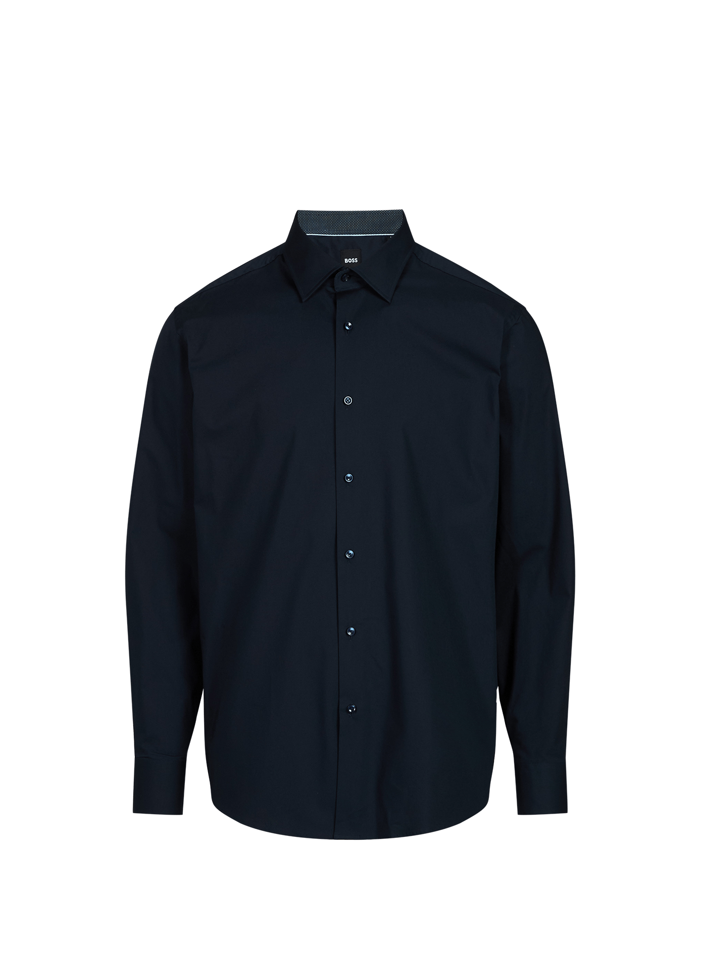 Solid straight shirt with long sleeves in blended cotton BOSS Blue
