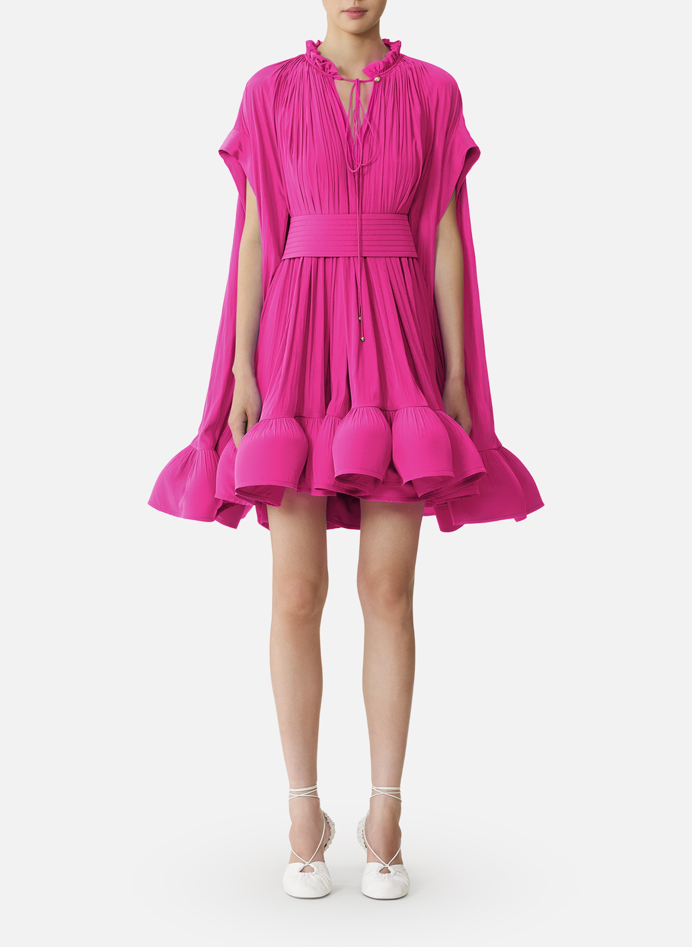 Robe courte en charmeuse LANVIN Rose
