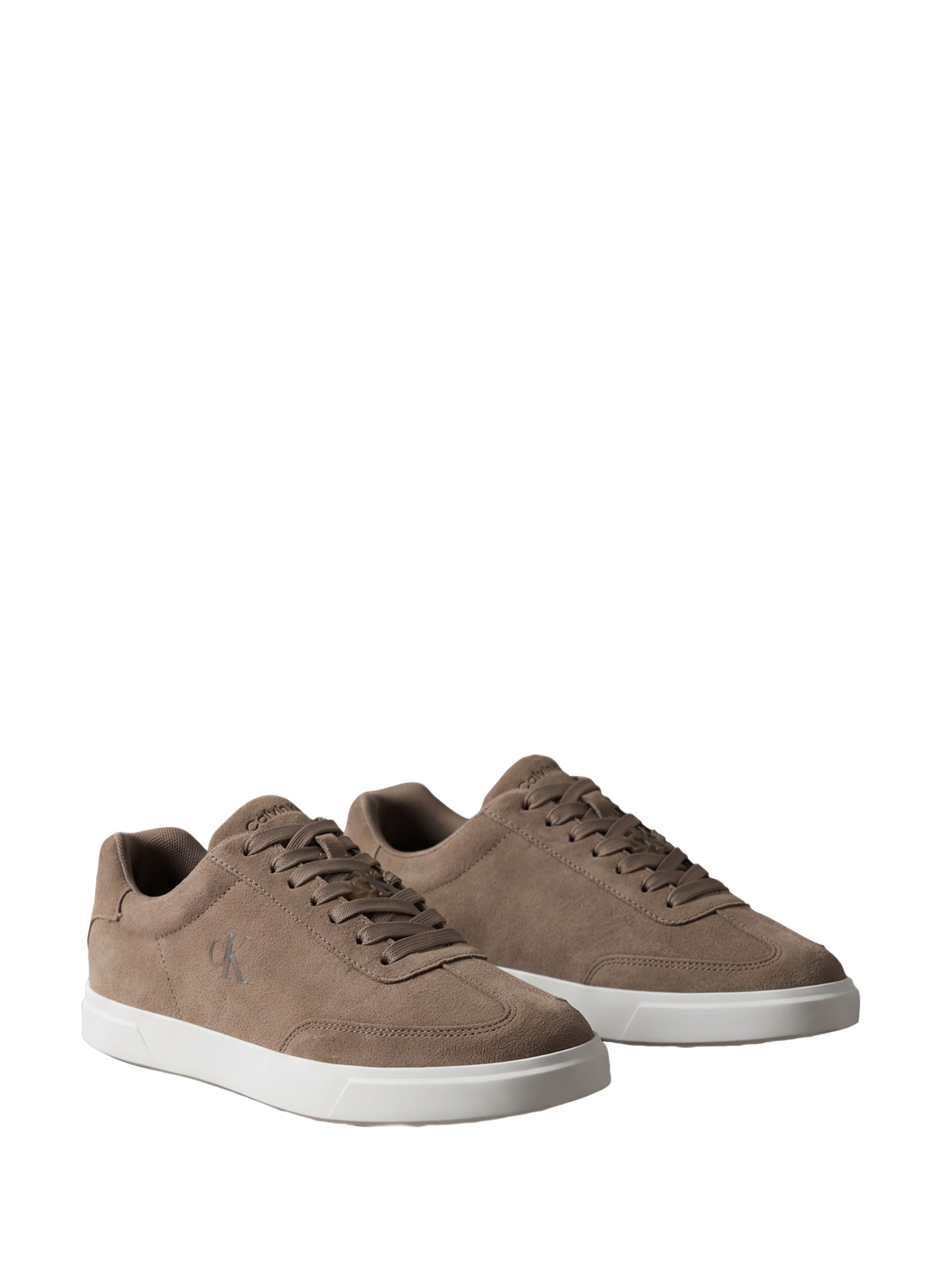 Leather sneakers with embroidered logo CALVIN KLEIN Beige