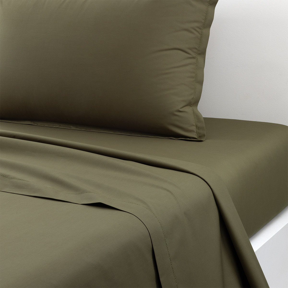 Drap plat en percale de coton, alcove  Fougère