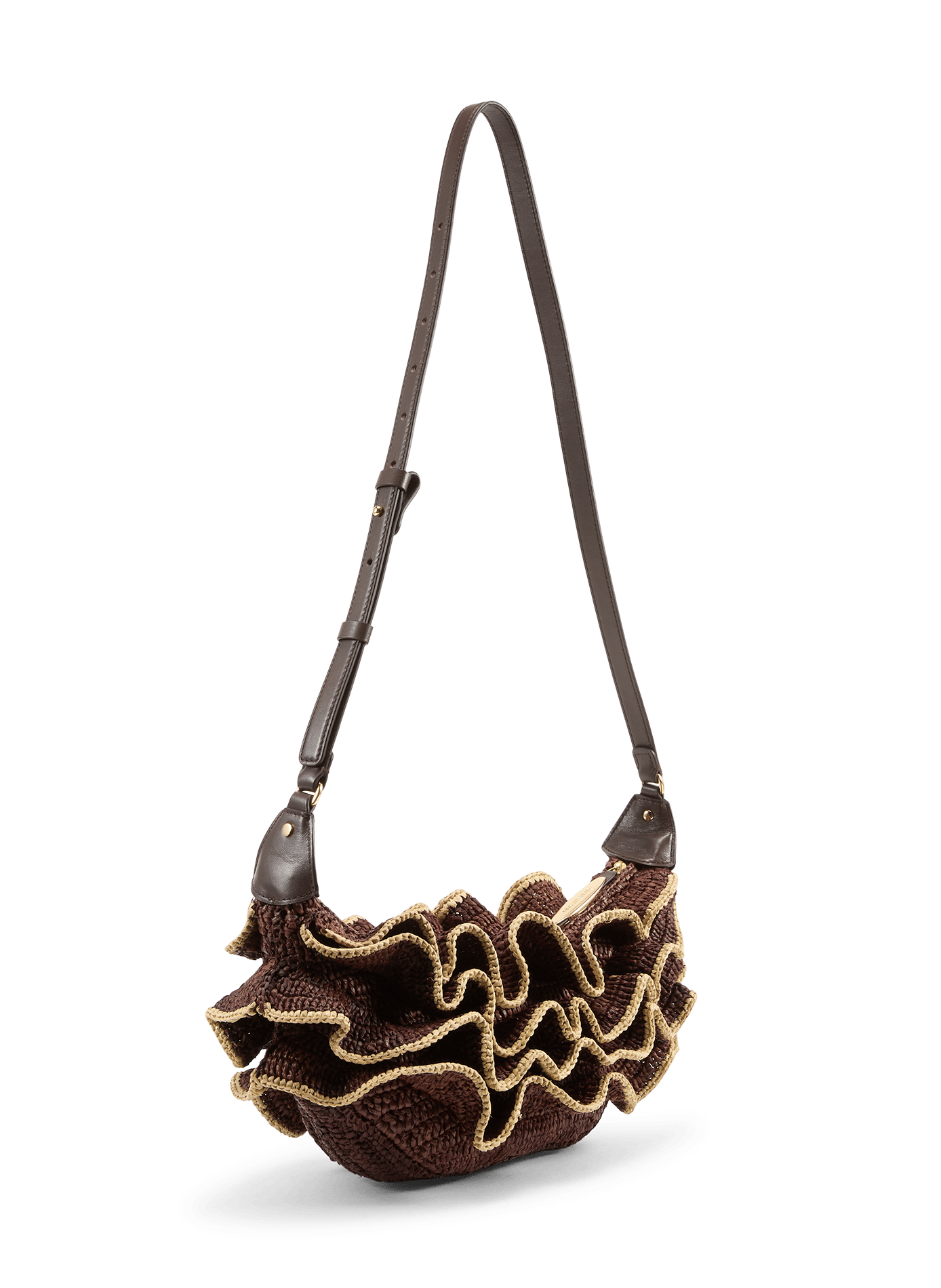 Goldent raffia shoulder bag ZIMMERMANN Brown