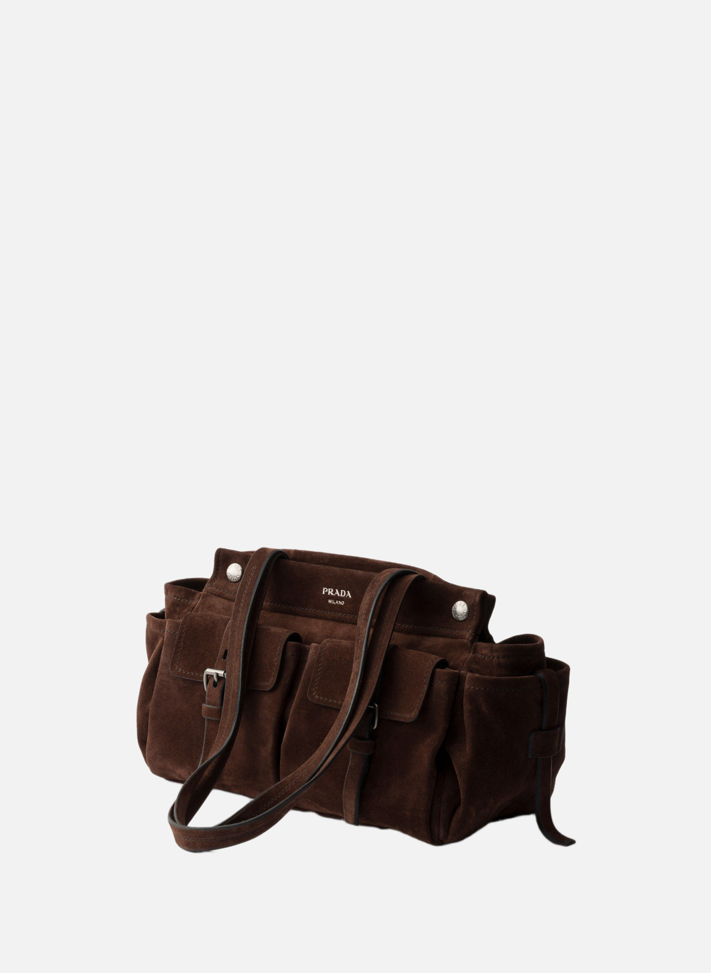 Cabas en veau velours PRADA Marron
