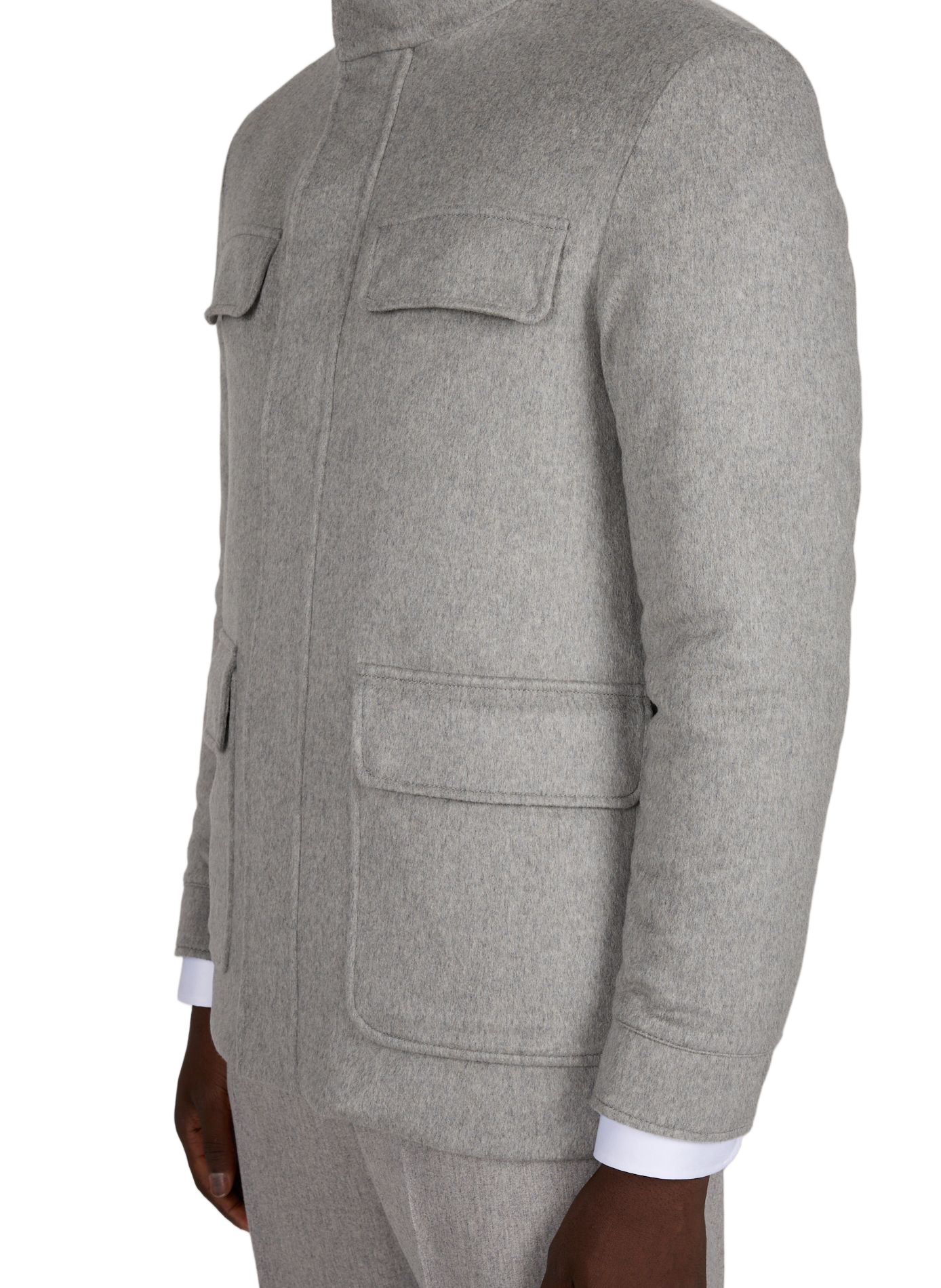 Straight wool and cashmere jacket AURELIEN Grey