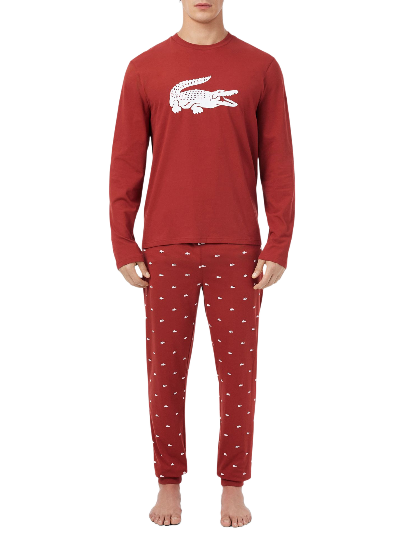 Ensemble de pyjama en coton mélangé LACOSTE Rouge