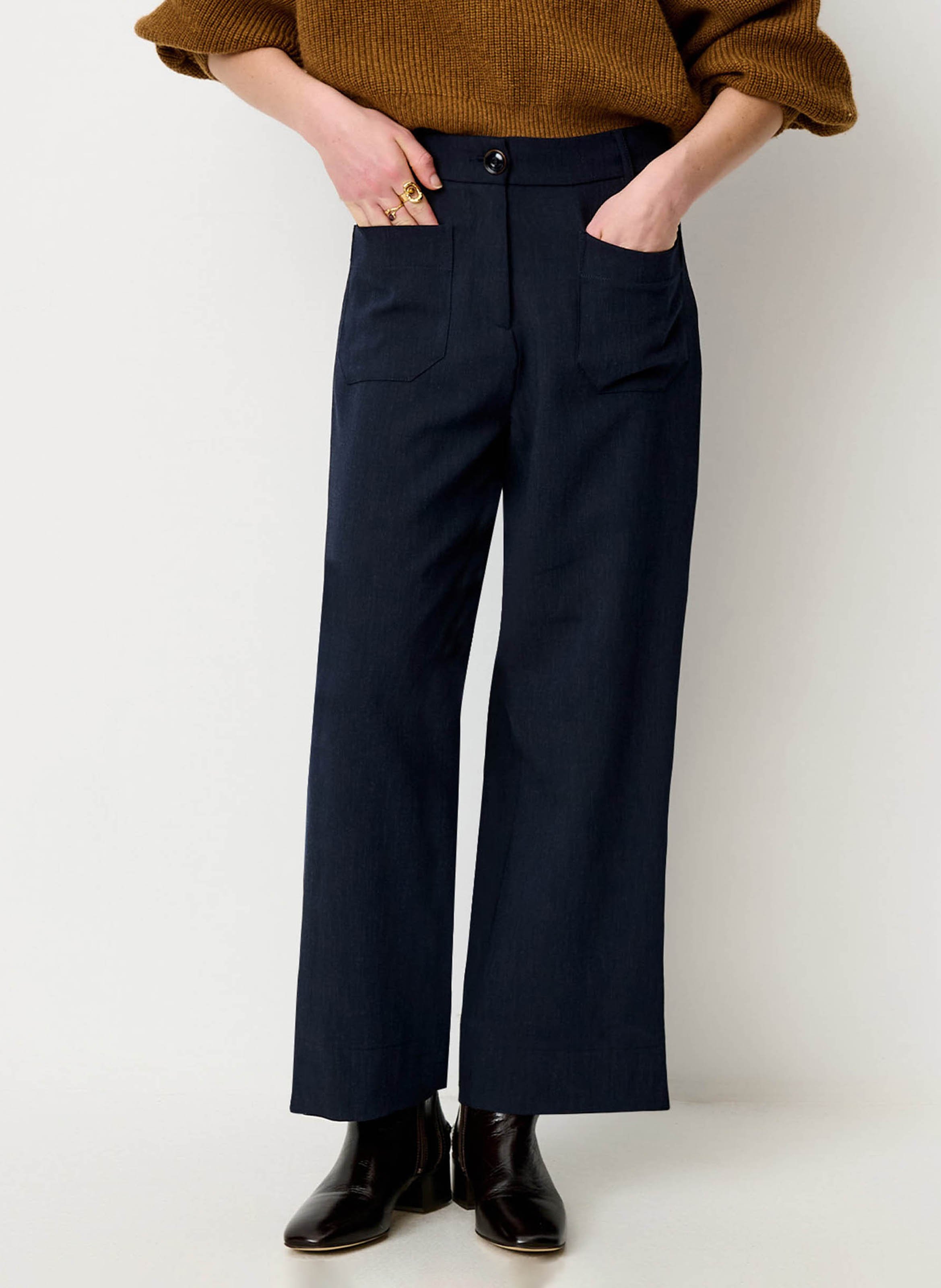 Pantalon droit à jambes raccourcies hudkin SESSUN Bleu