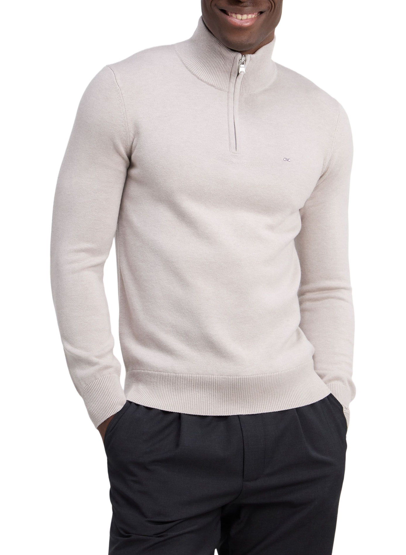 Zip-Up High-Neck Sweater in Wool Blend | Grey EDEN PARK Men