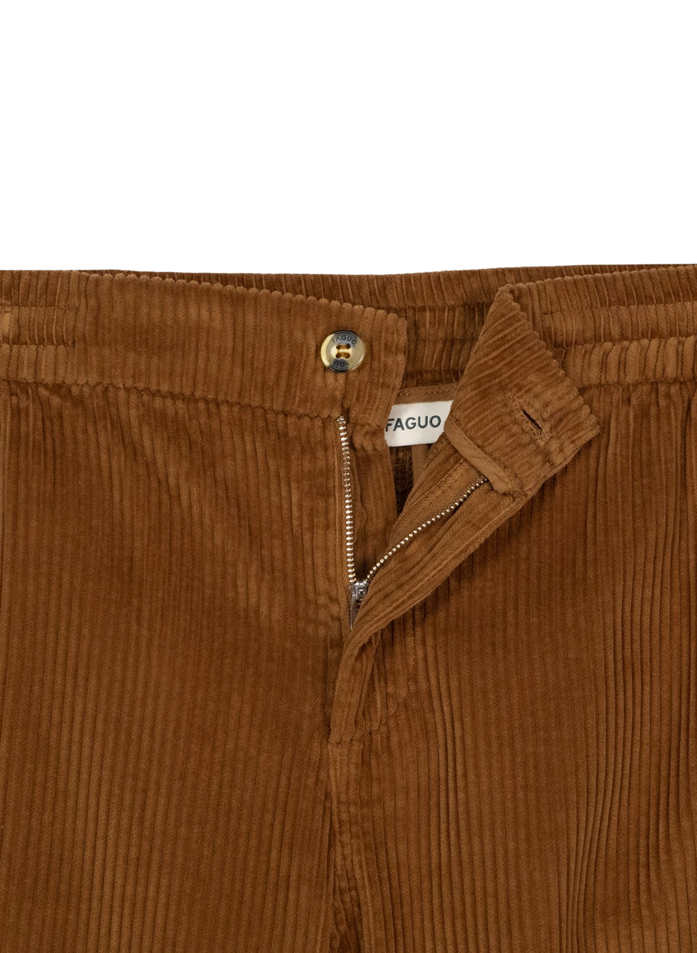 Pantalon droit en velours côtelé FAGUO Marron