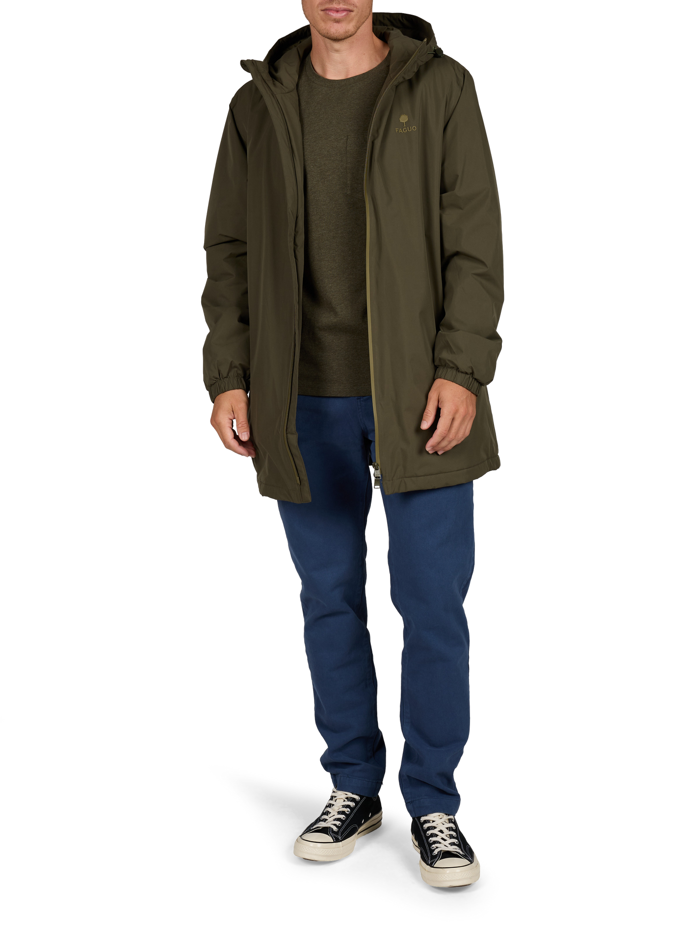 Straight hooded parka FAGUO Green