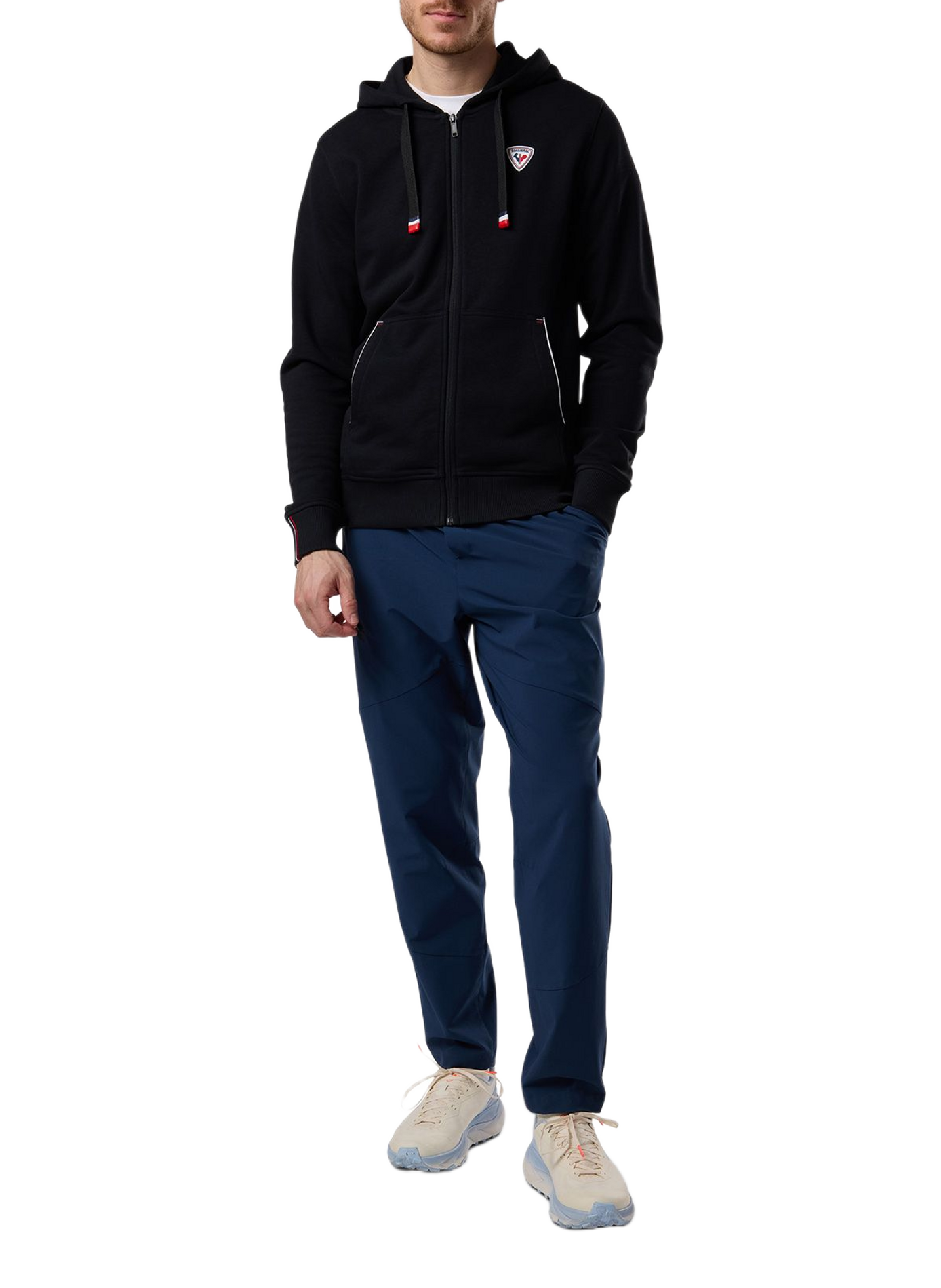 Cotton blend zipped hoodie ROSSIGNOL Black