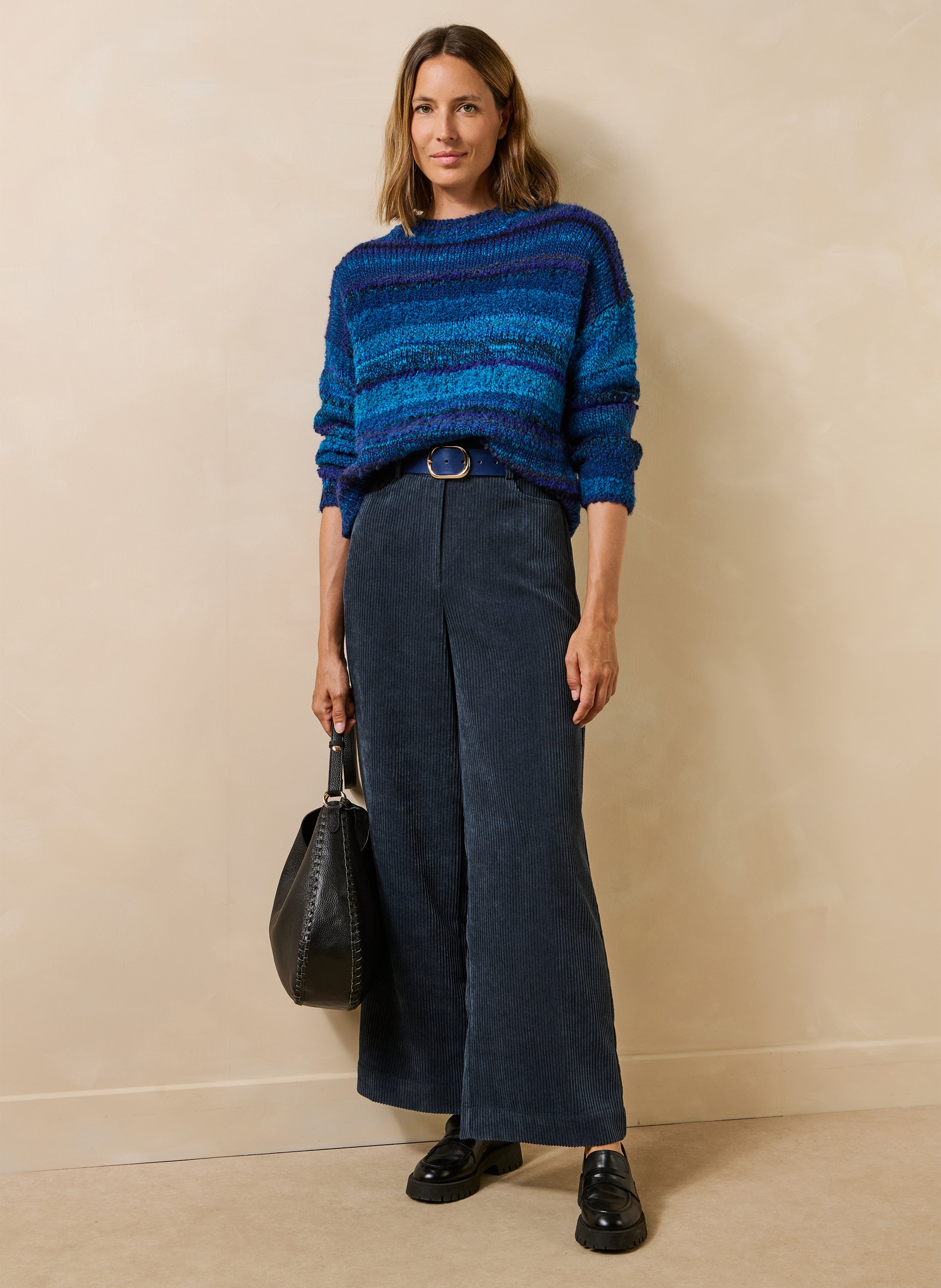 Wijde ribfluwelen broek LA FEE MARABOUTEE Blauw