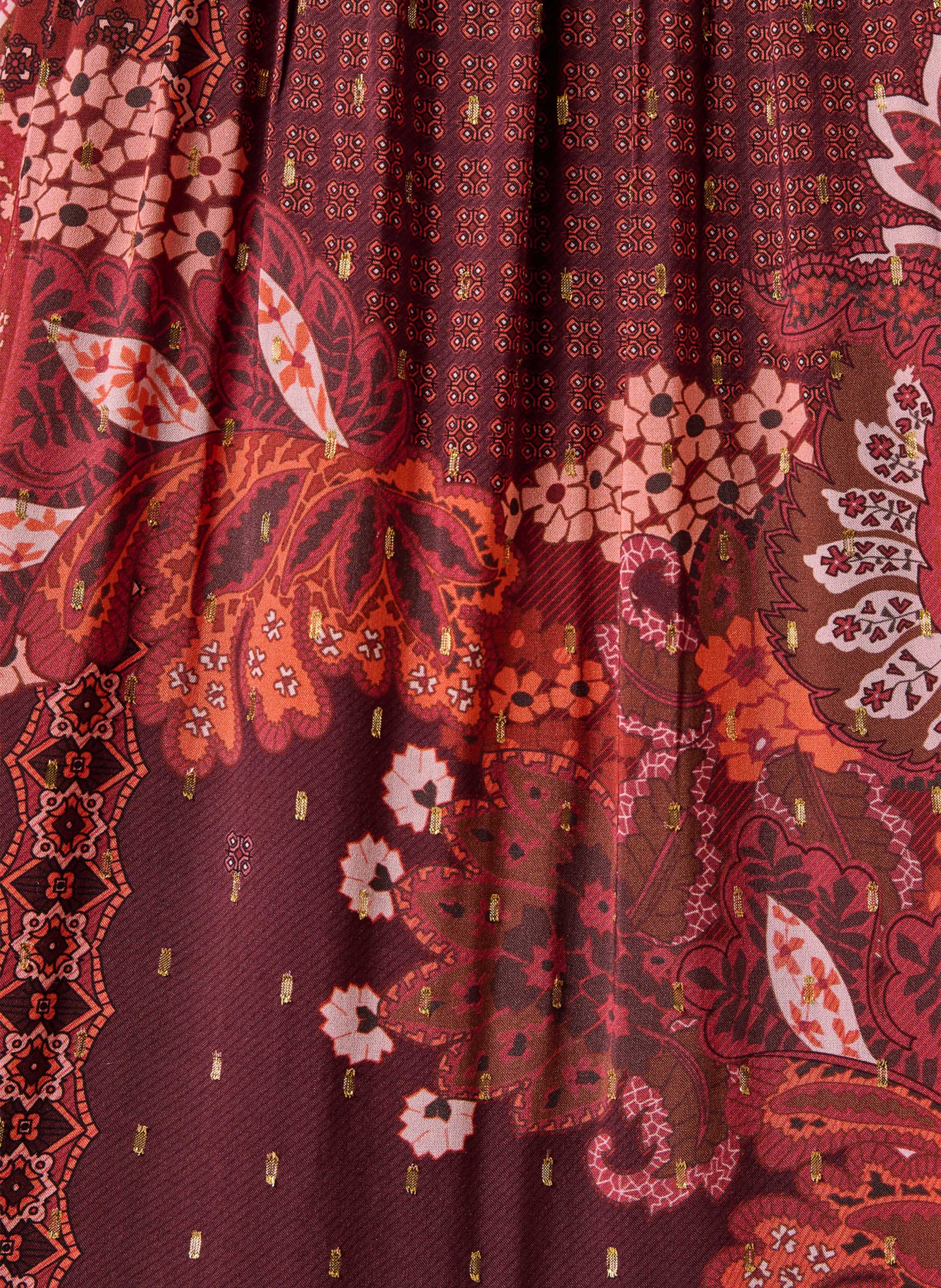 Losvallende jurk met Tunesische kraag en print LA FEE MARABOUTEE Rood
