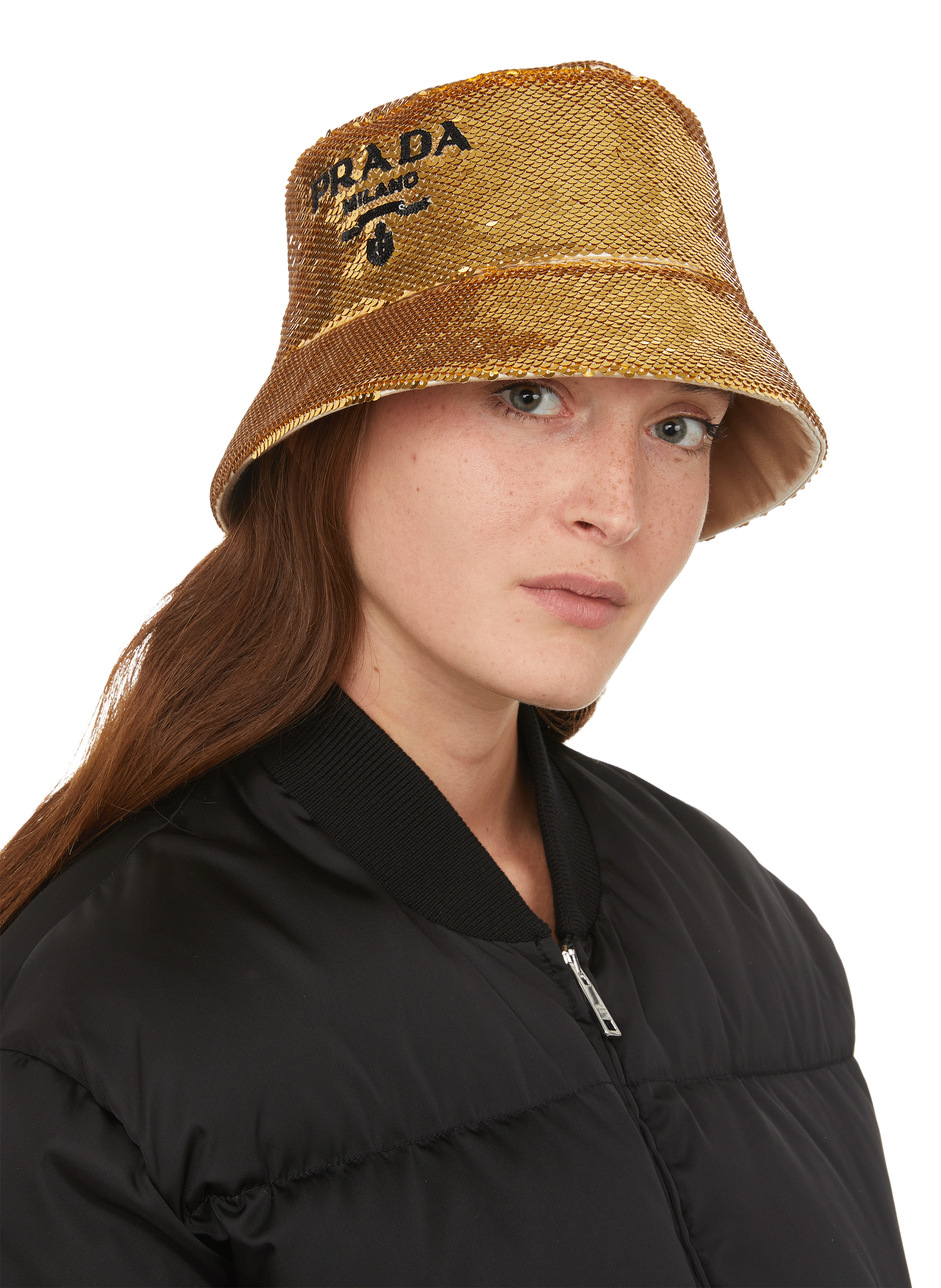 Sequinned bucket hat PRADA Golden