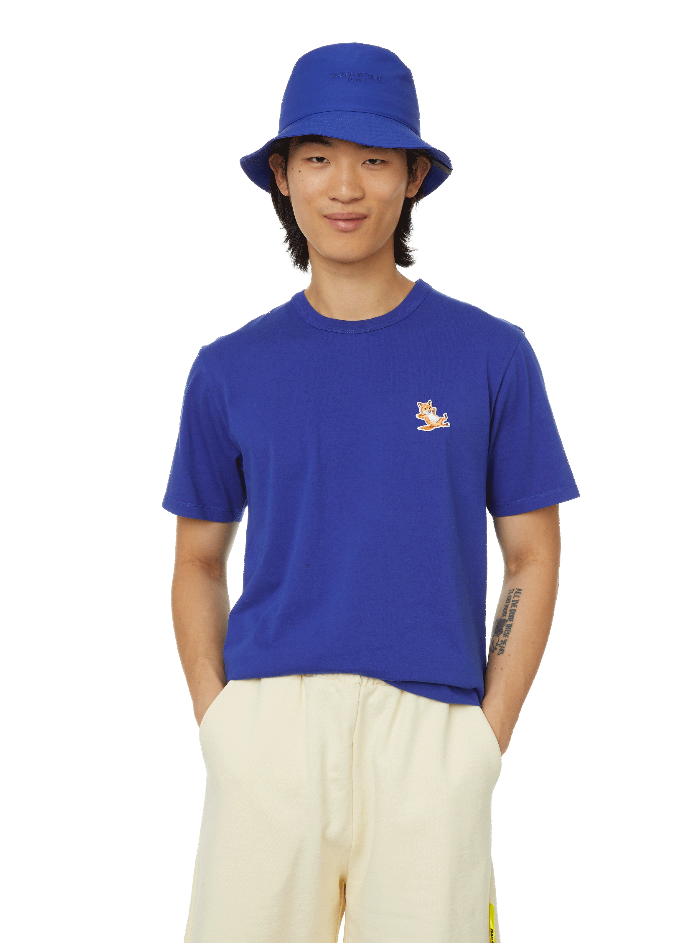 Cotton and nylon bucket hat MAISON KITSUNÉ Blue