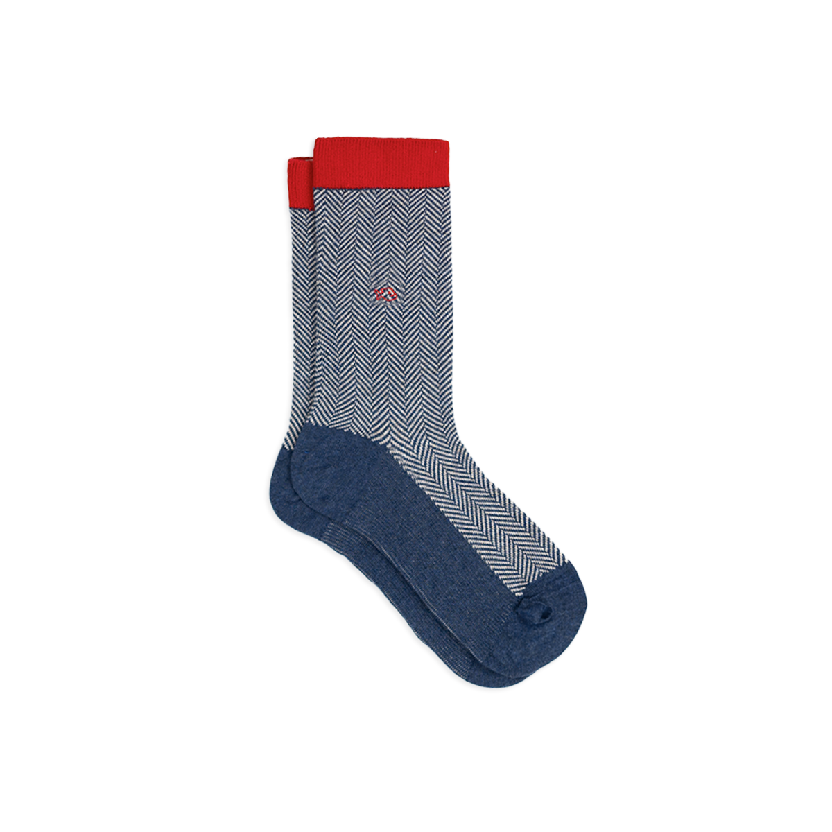 Chaussettes en coton peigné chevrons  Bleu et blanc