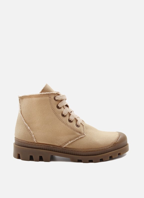 Bottines lacet crantées toile recyclée Marron by JULES & JENN JULES & JENN Bottines lacet crantées toile recyclée Marron
