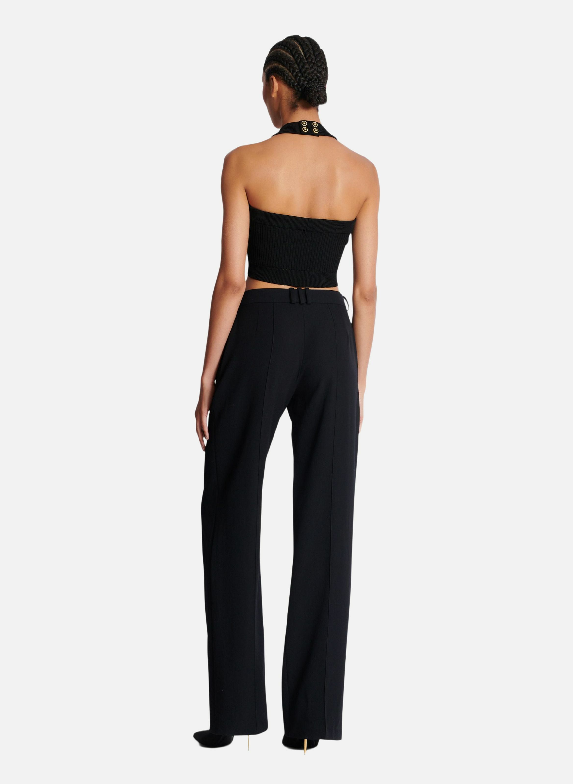 Pantalon de tailleur en grain de poudre BALMAIN Noir