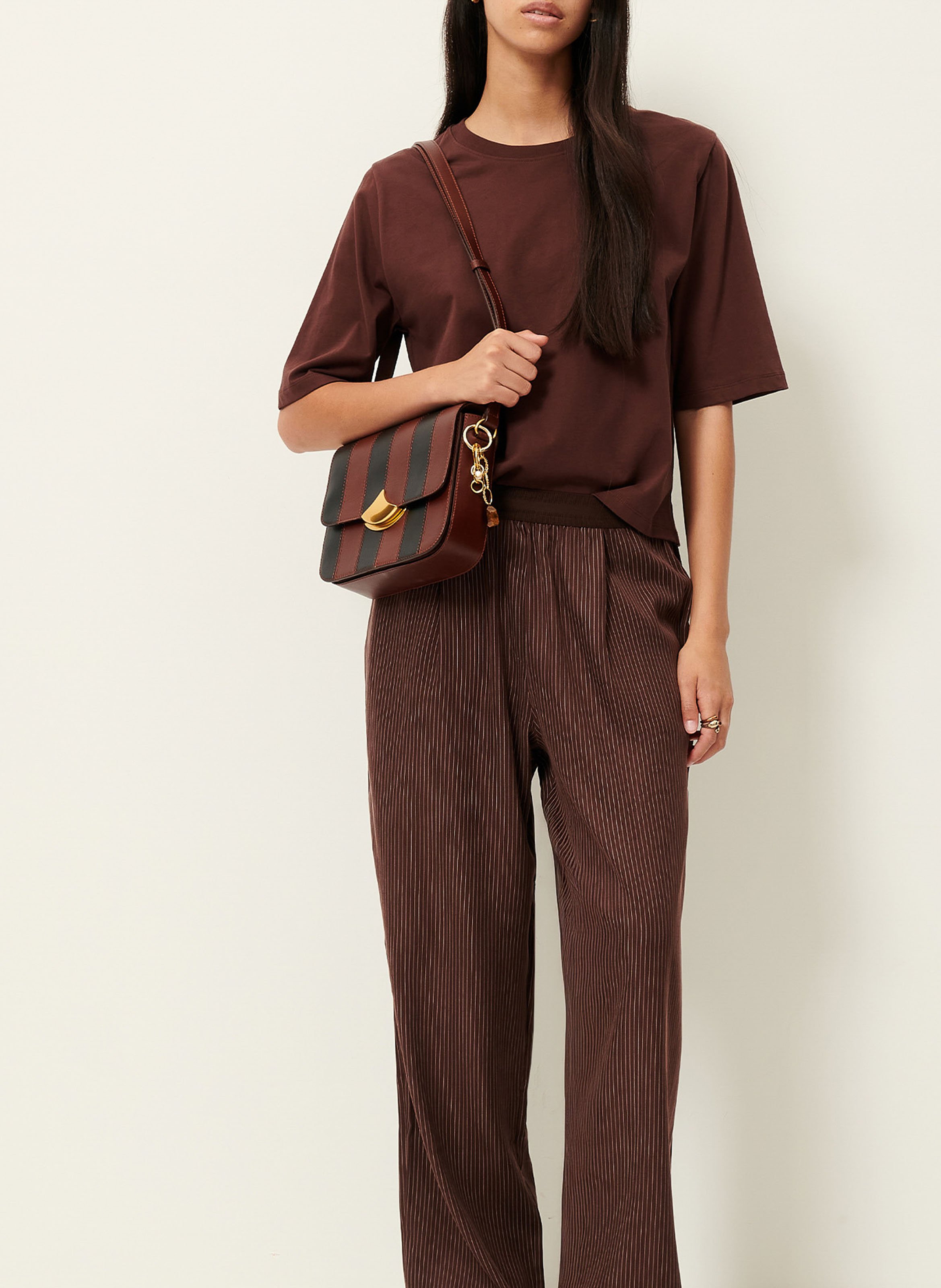 Tee-shirt ample à col rond en coton serge SESSUN Marron