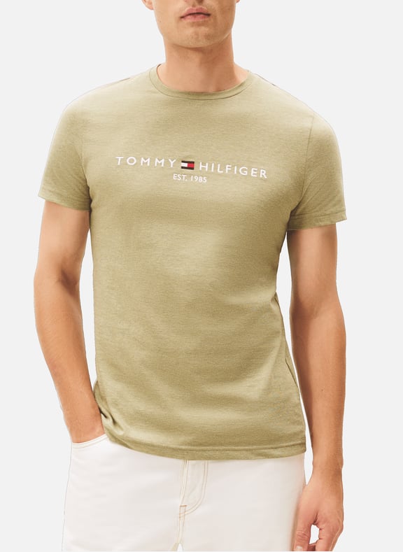 Classic Cotton T-Shirt Khaki by TOMMY HILFIGER TOMMY HILFIGER Classic Cotton T-Shirt Khaki
