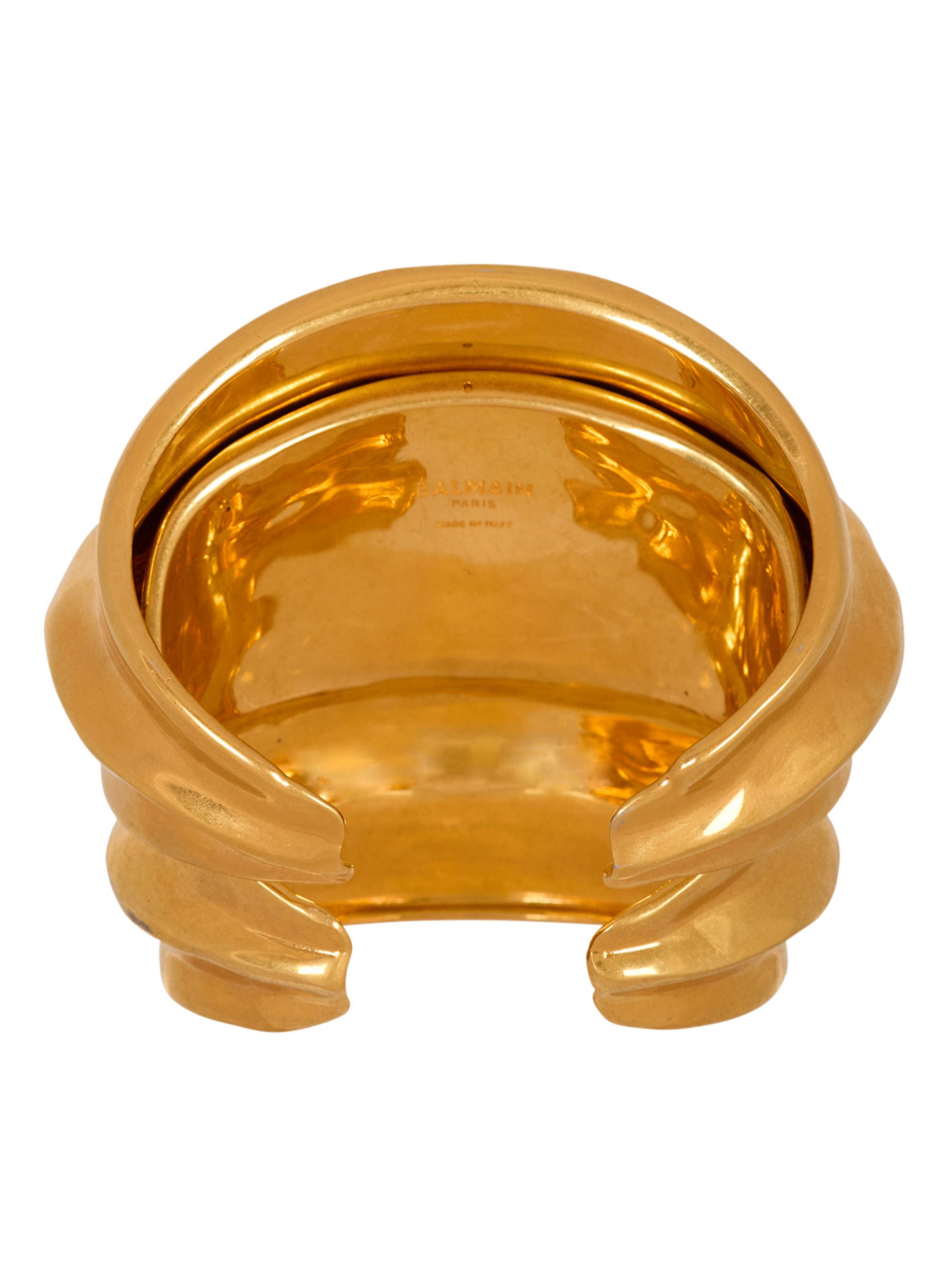 Manchette façon bambou en laiton BALMAIN Doré