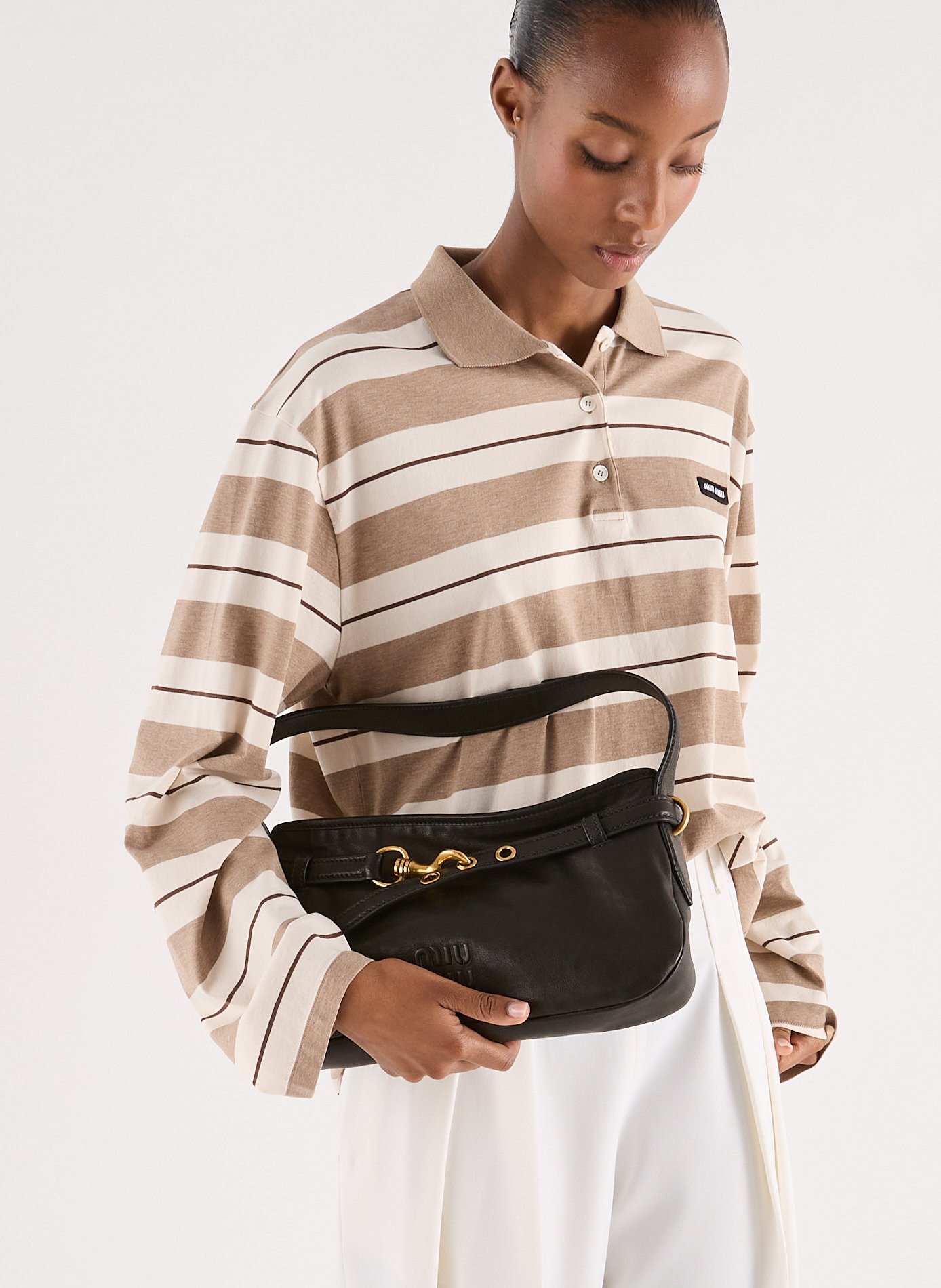 Leather Adventure Bag MIU MIU Black