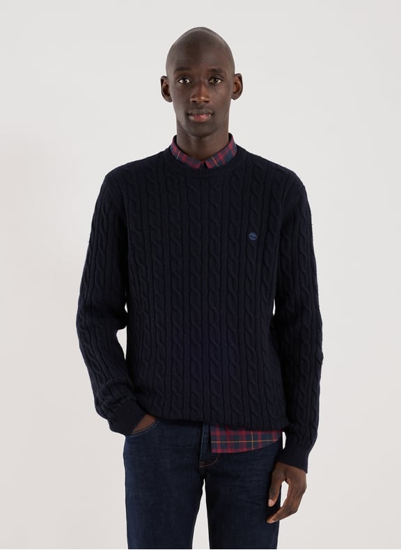Pull droit torsadé en laine mélangée Bleu by TIMBERLAND TIMBERLAND Pull droit torsadé en laine mélangée Bleu