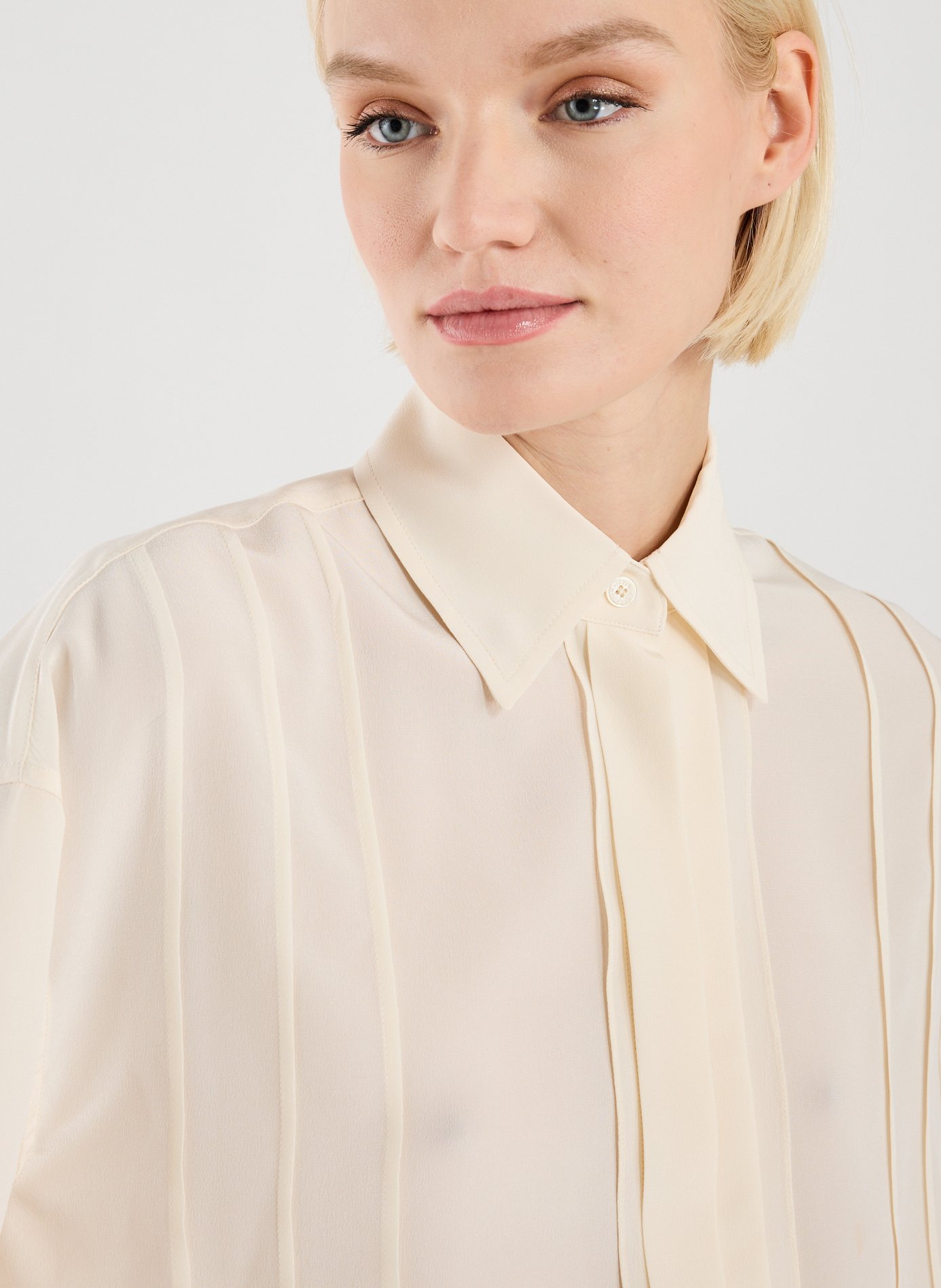 Ruffled silk Blouse VICTORIA BECKHAM Beige