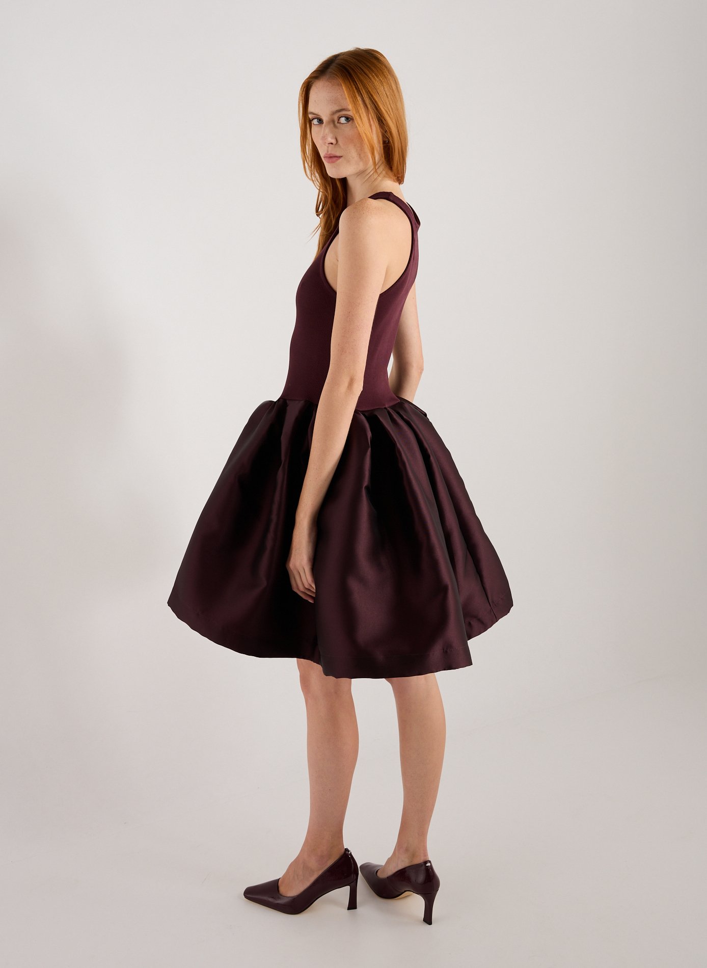 Puffy midi dress in blended cotton MARQUES ALMEIDA Red