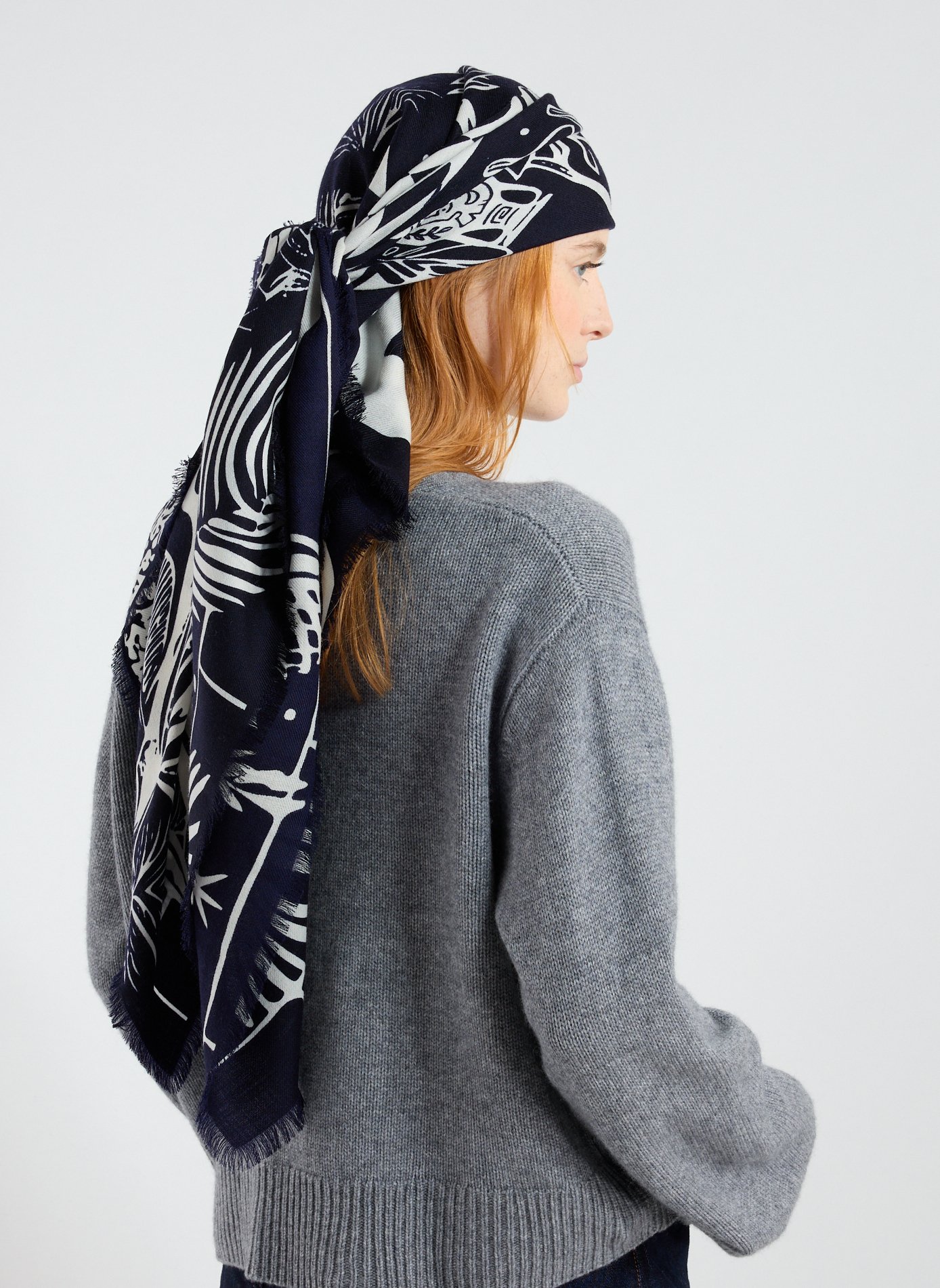 Écharpe à imprimé en cachemire PETRUSSE Bleu