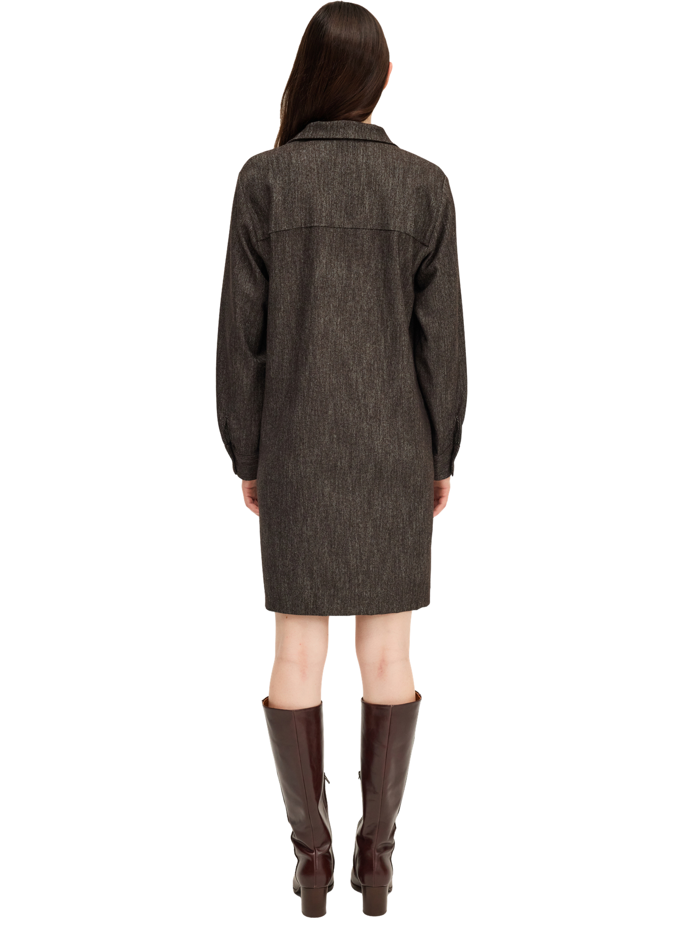 Robe d'inspiration denim à col - lyana PABLO Marron