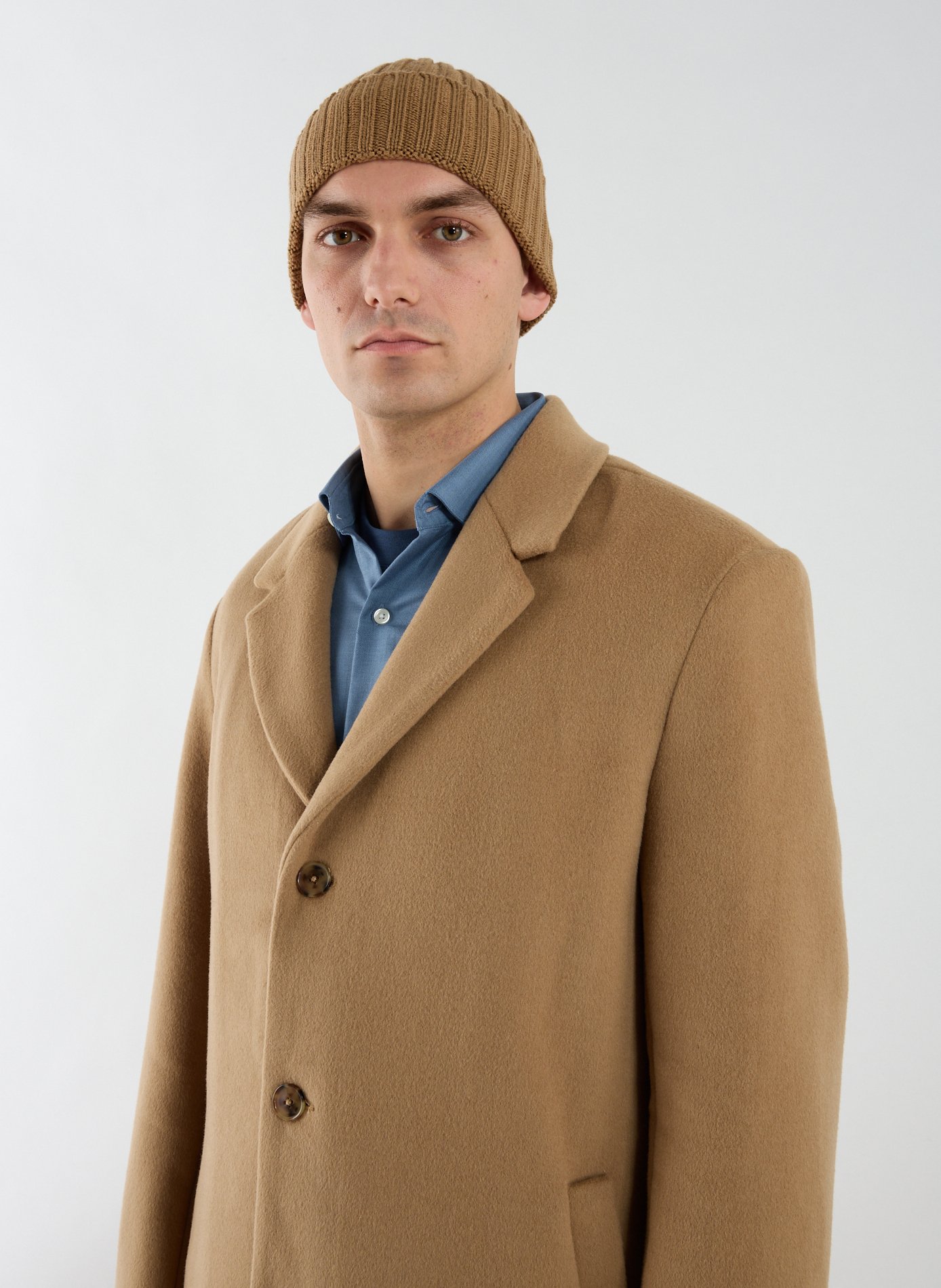 Straight wool-blend coat with classic collar CALVIN KLEIN Beige