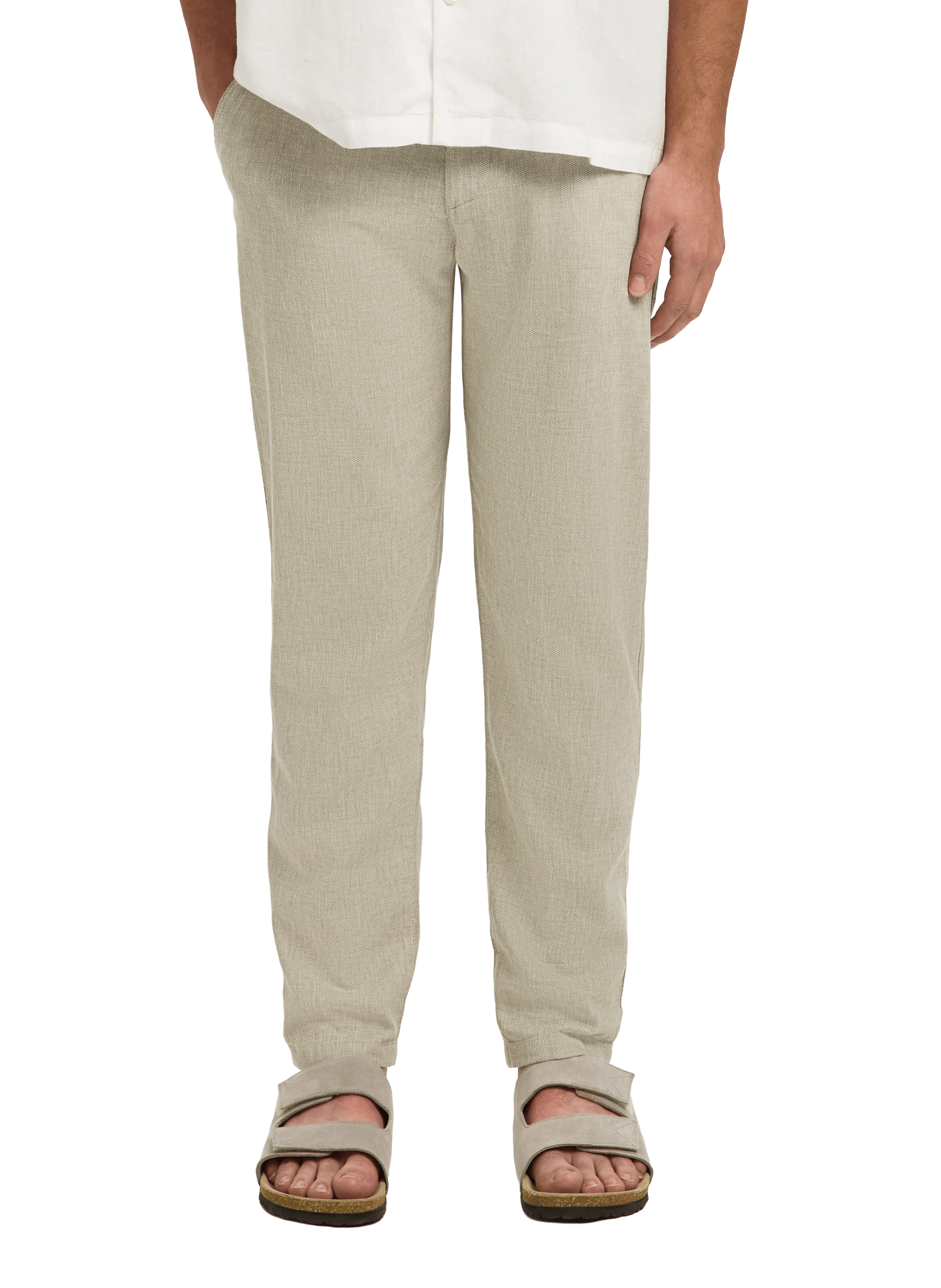 Pantalon en coton et lin SELECTED Vert